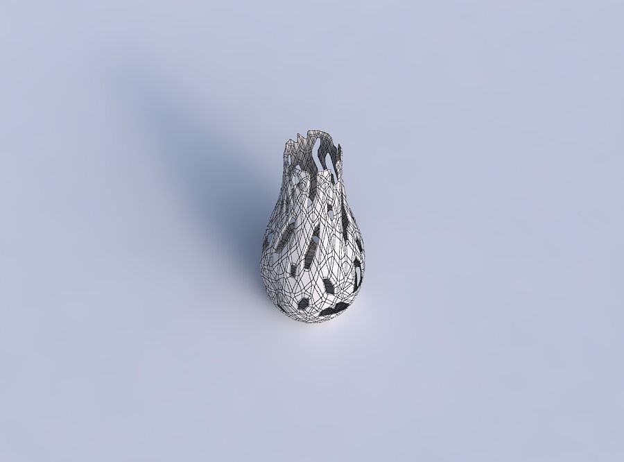 Vase curved with faceted cuts 3D print model_6