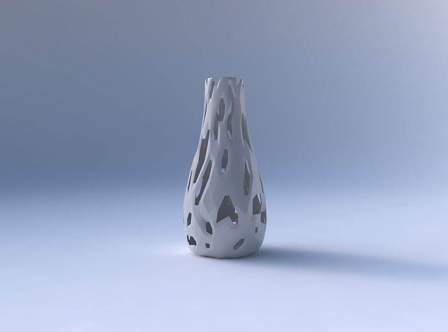 Vase curved with faceted cuts 3D print model_4