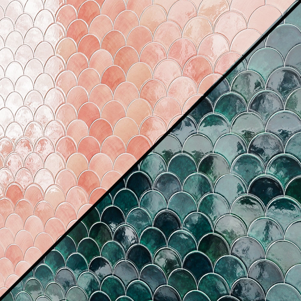 Medium Moroccan Fish Scales Wall tiles 3D model_6