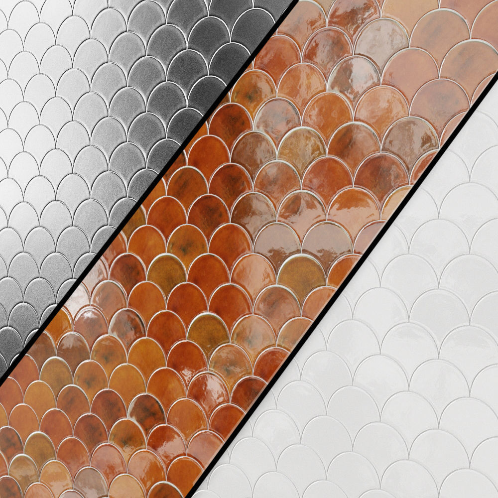 Medium Moroccan Fish Scales Wall tiles 3D model_9