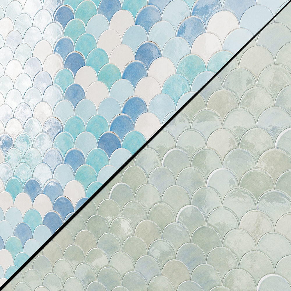 Medium Moroccan Fish Scales Wall tiles 3D model_3