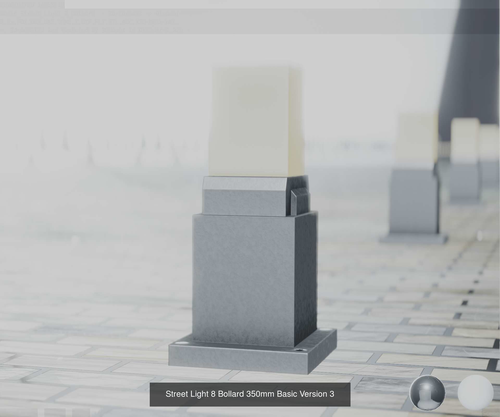 Street Light 8 Bollard Basic Version 3D Model Collection_12