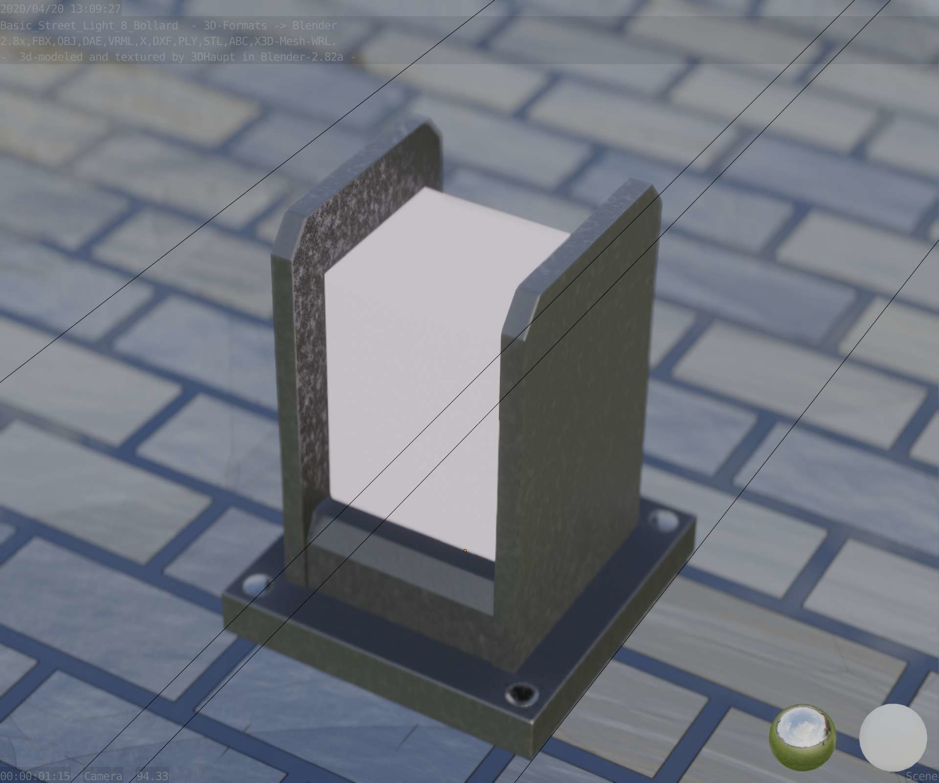 Street Light 8 Bollard Basic Version 3D Model Collection_42