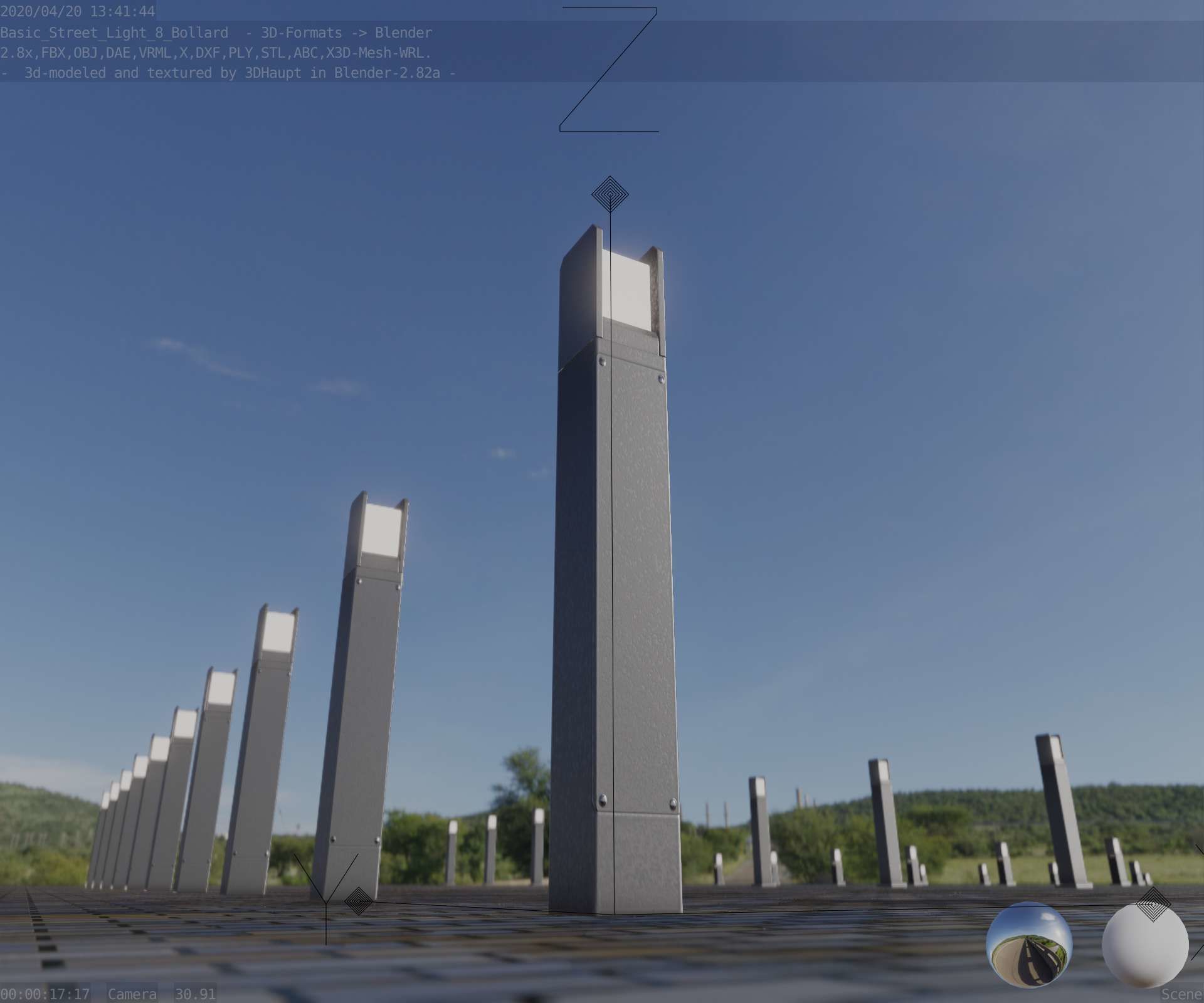 Street Light 8 Bollard Basic Version 3D Model Collection_76