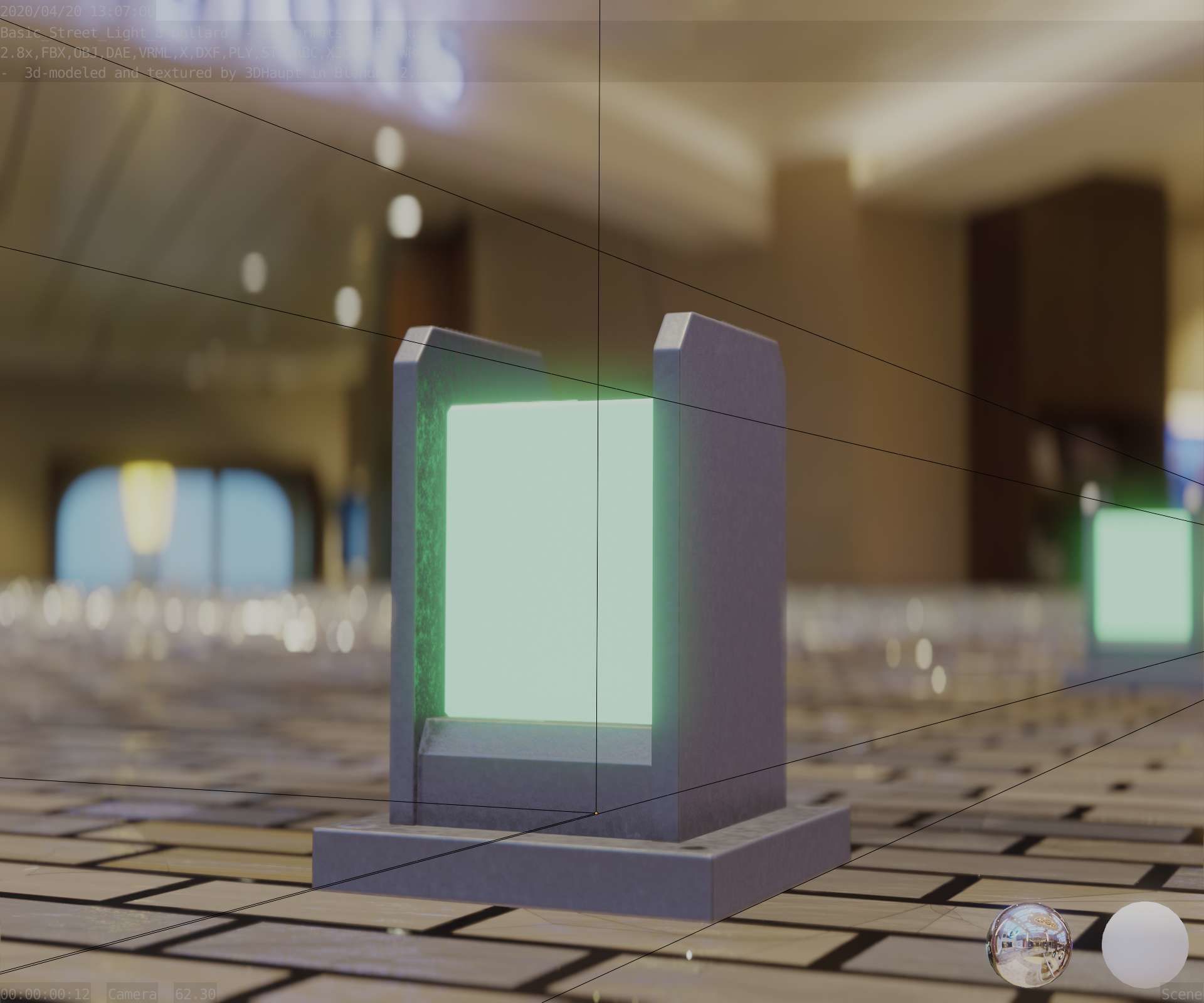 Street Light 8 Bollard Basic Version 3D Model Collection_19