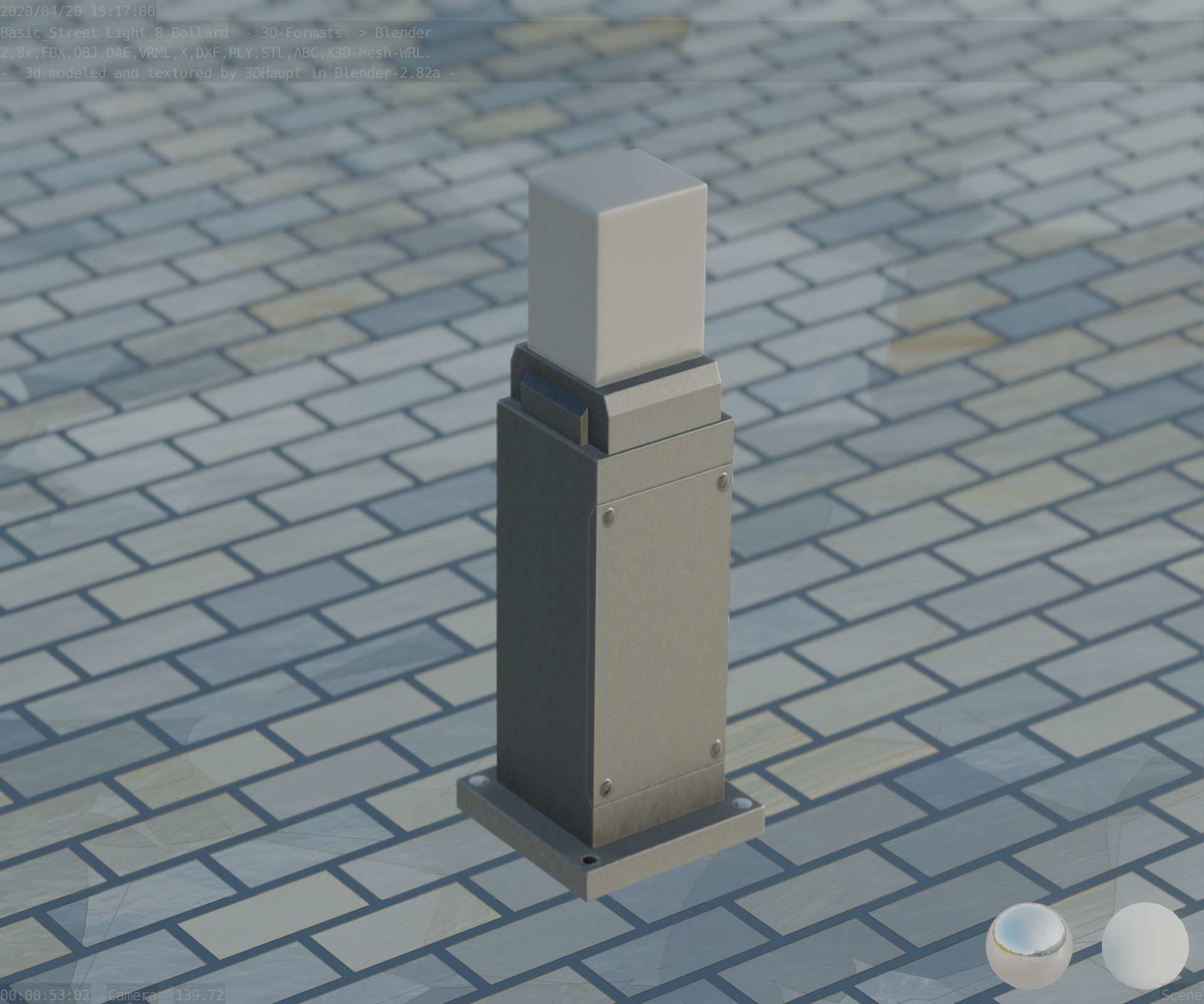 Street Light 8 Bollard Basic Version 3D Model Collection_91