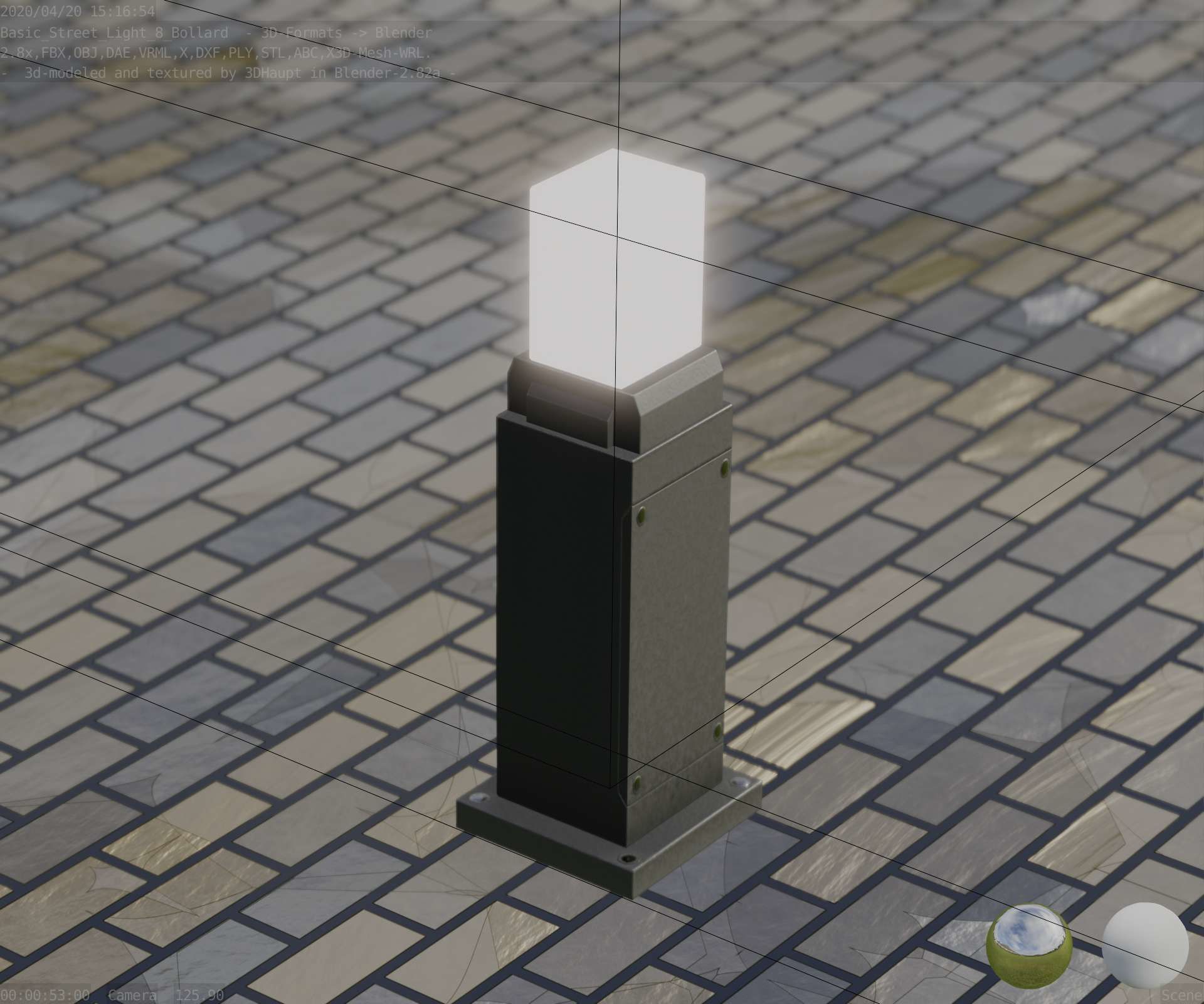 Street Light 8 Bollard Basic Version 3D Model Collection_90