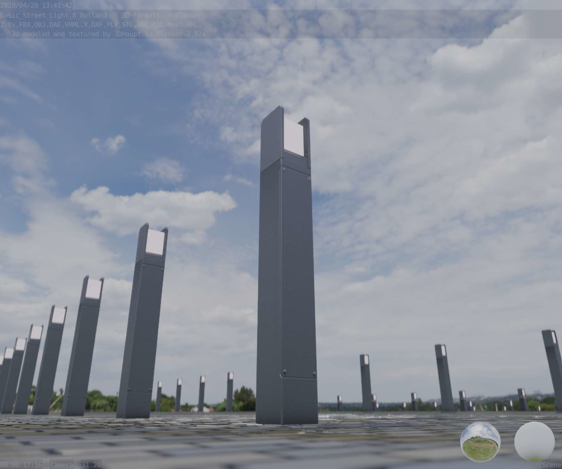 Street Light 8 Bollard Basic Version 3D Model Collection_72