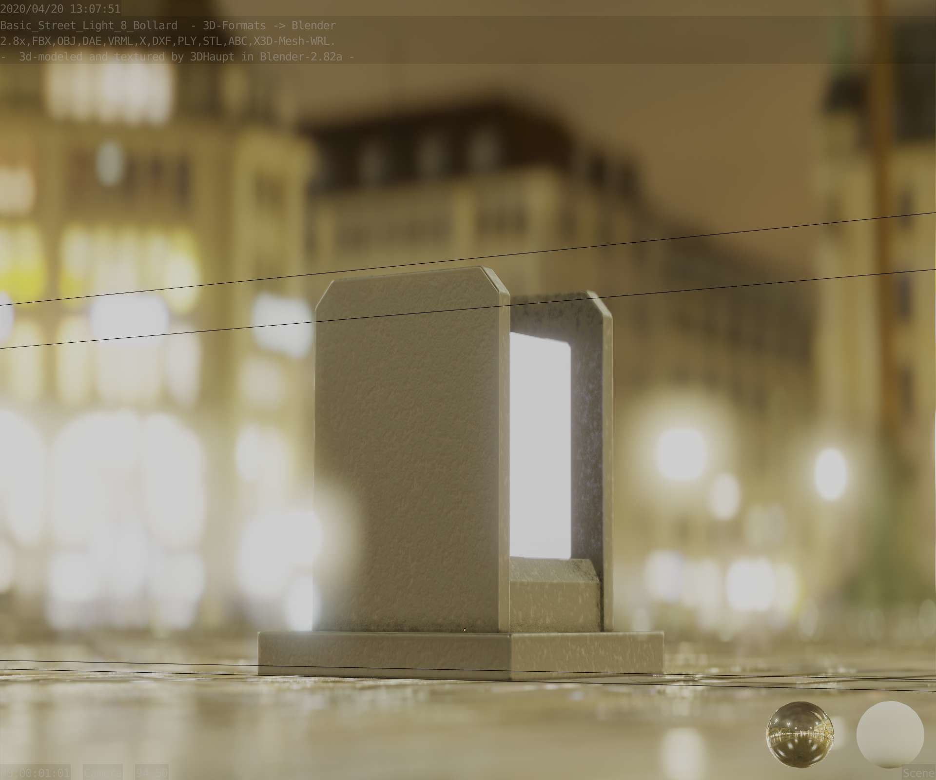 Street Light 8 Bollard Basic Version 3D Model Collection_29