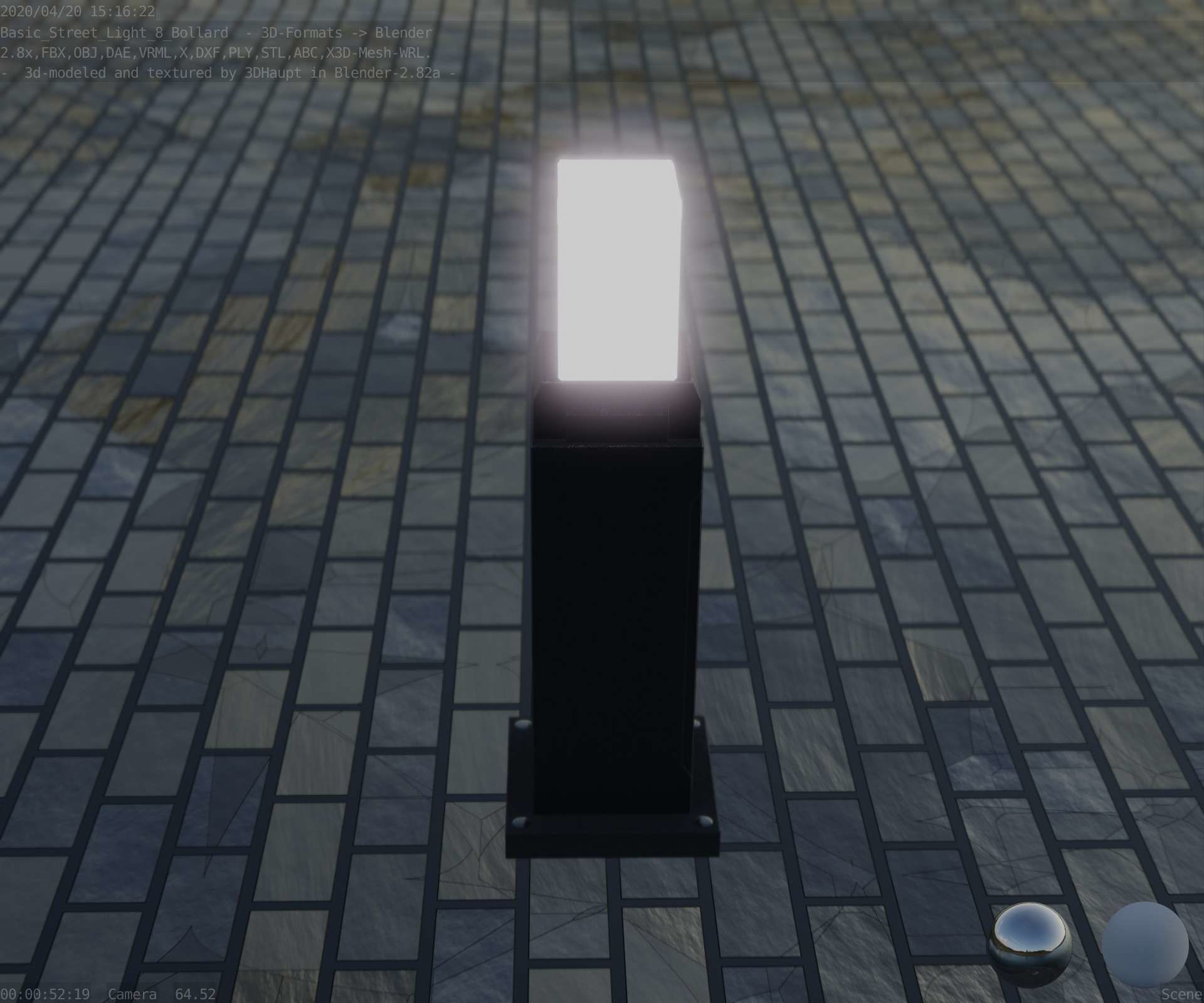 Street Light 8 Bollard Basic Version 3D Model Collection_86