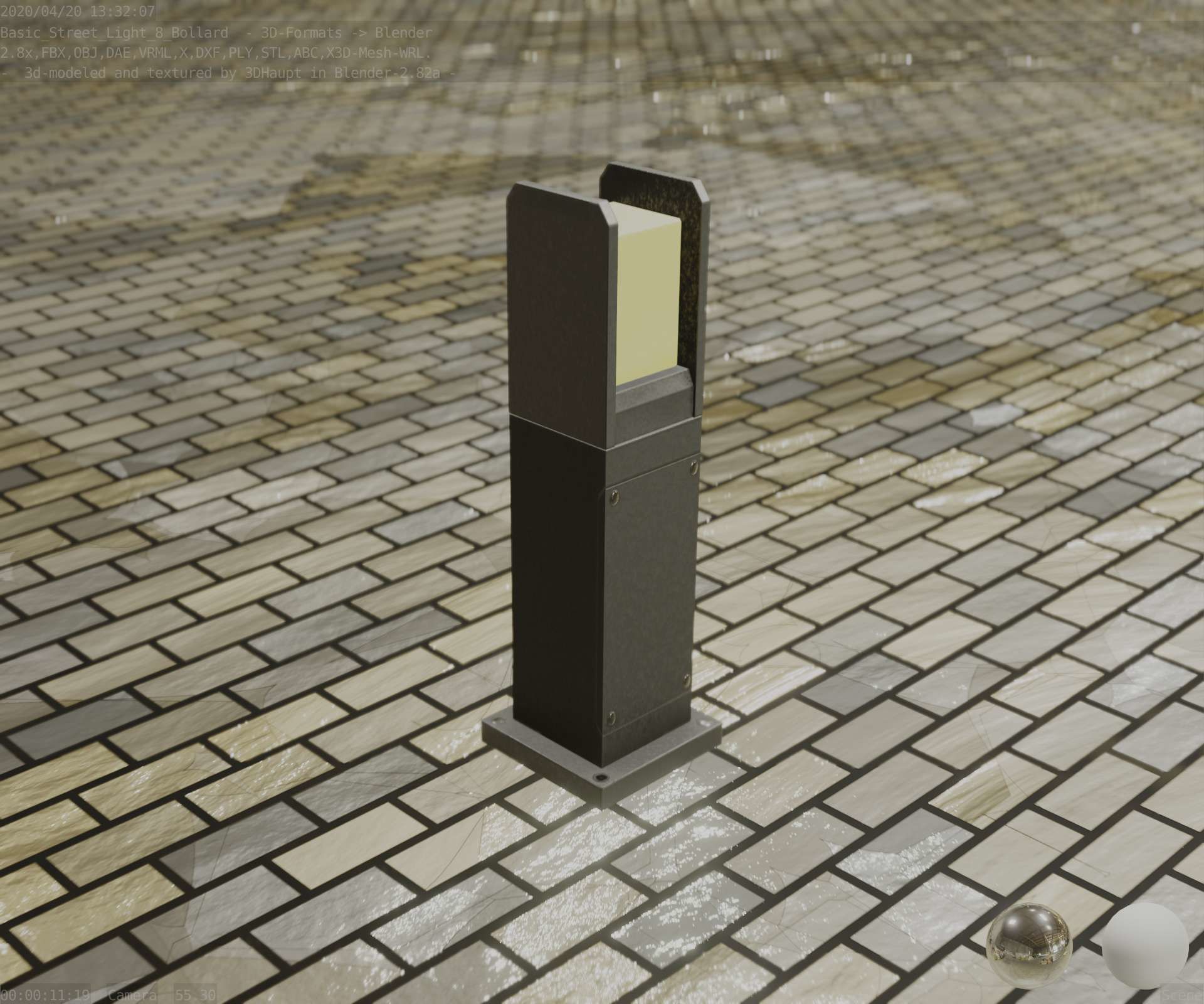 Street Light 8 Bollard Basic Version 3D Model Collection_68