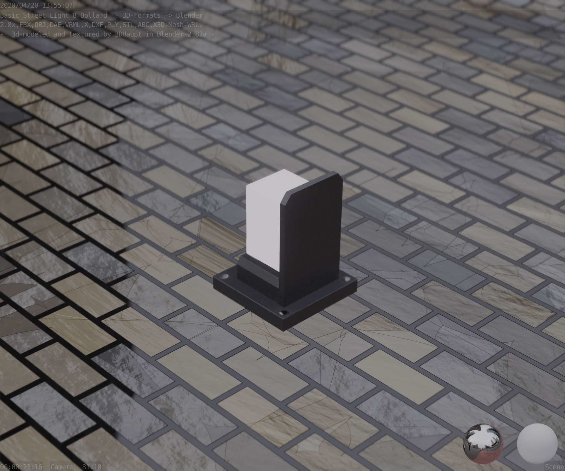 Street Light 8 Bollard Basic Version 3D Model Collection_84