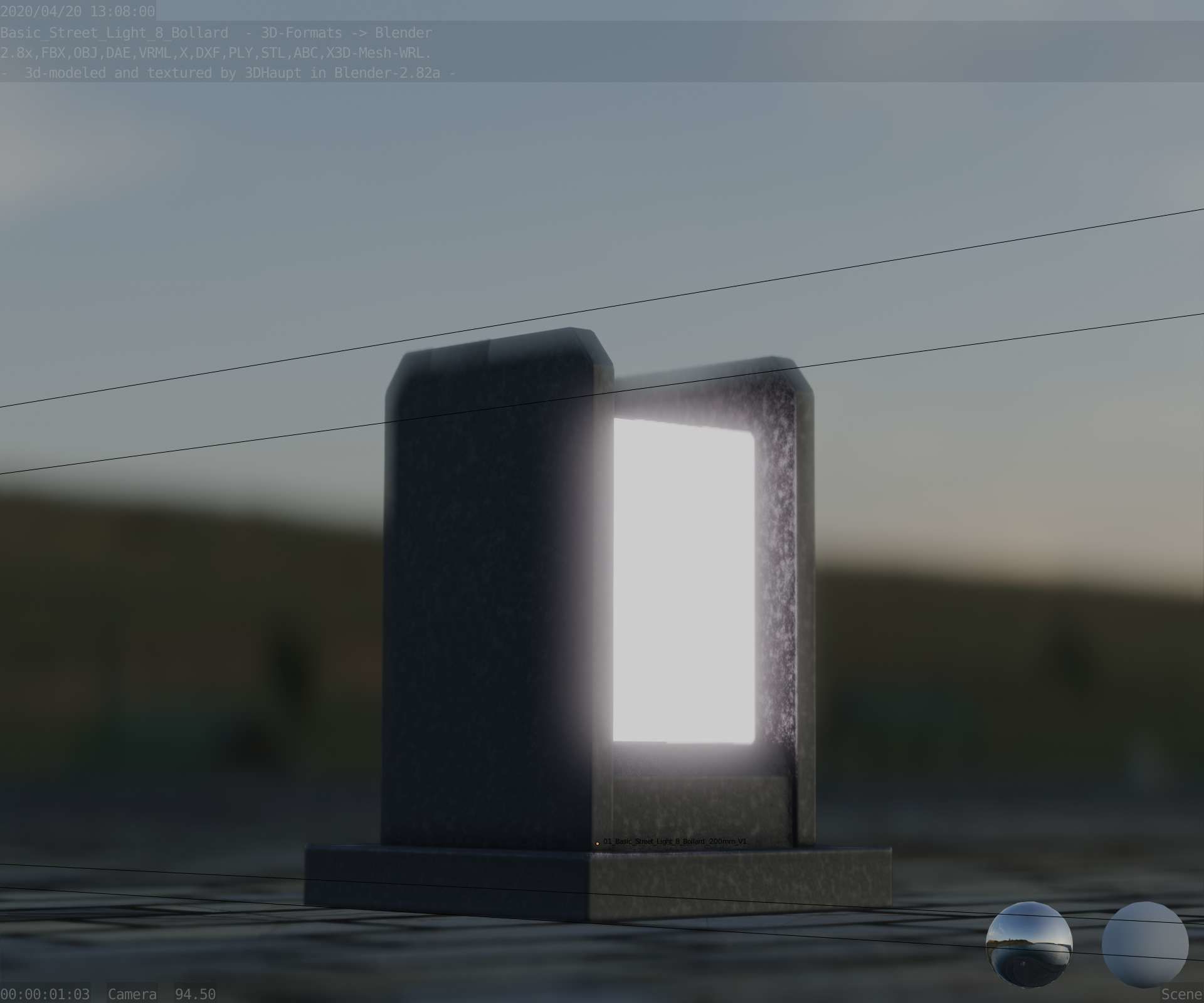 Street Light 8 Bollard Basic Version 3D Model Collection_28