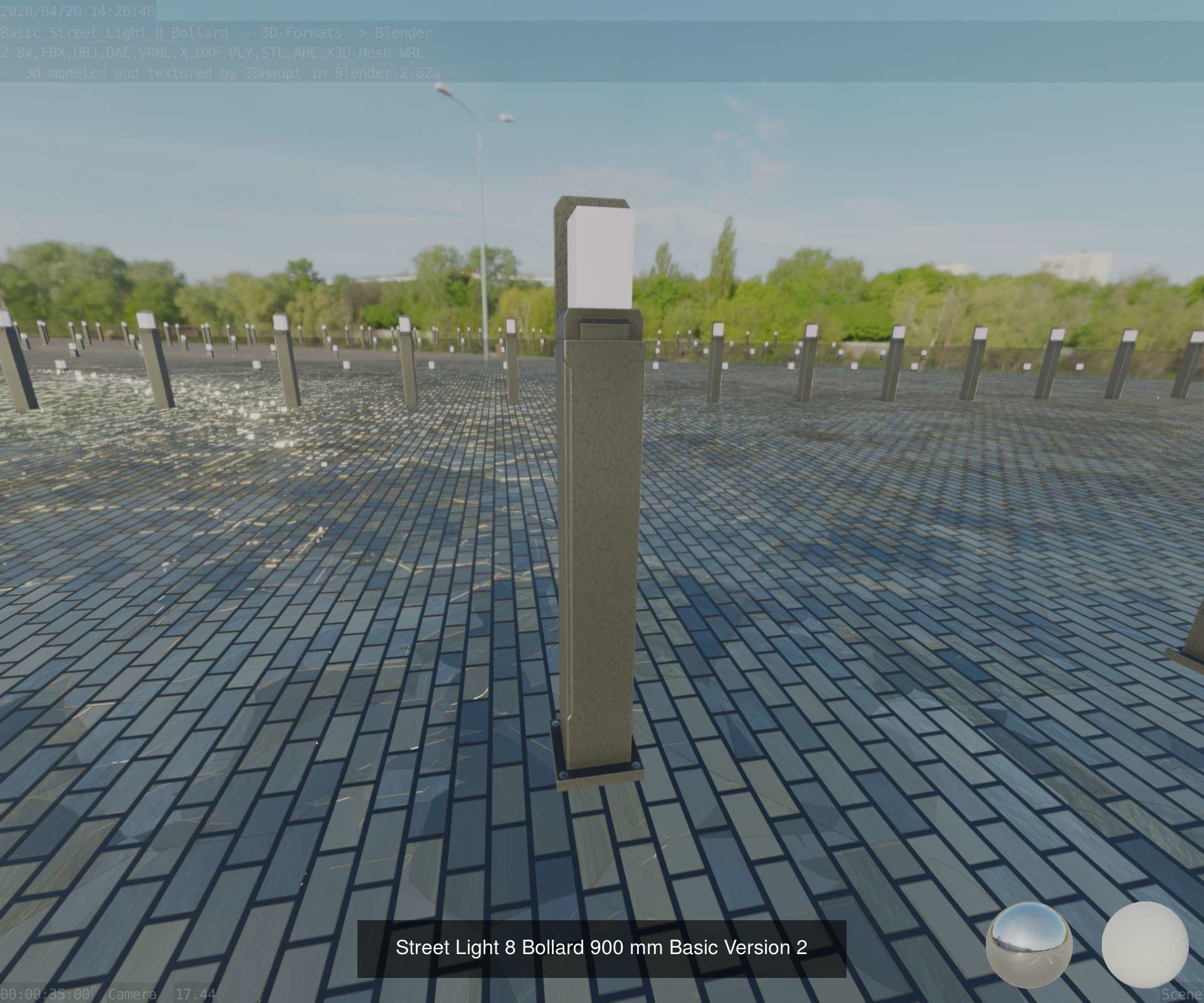 Street Light 8 Bollard Basic Version 3D Model Collection_9