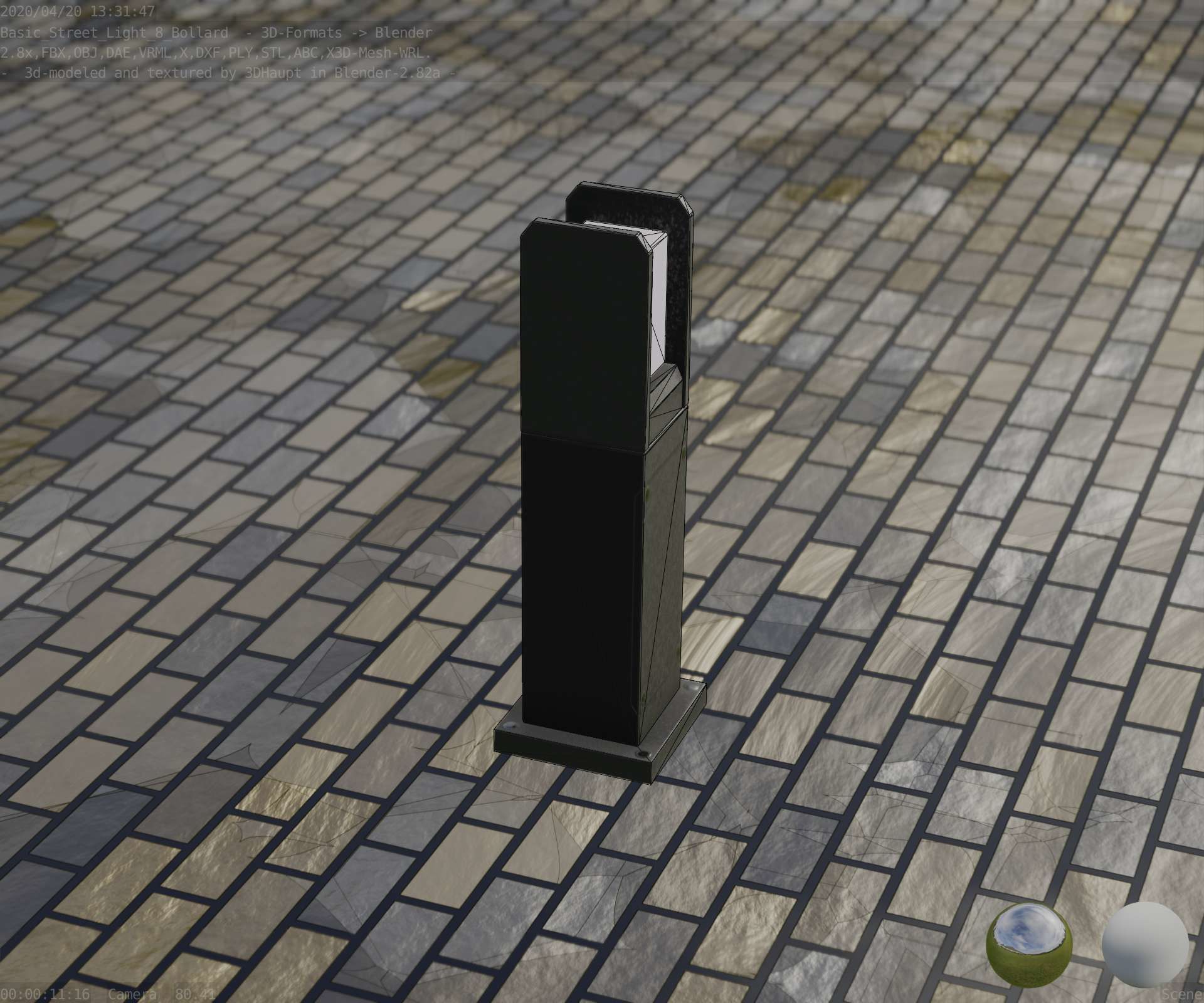 Street Light 8 Bollard Basic Version 3D Model Collection_60