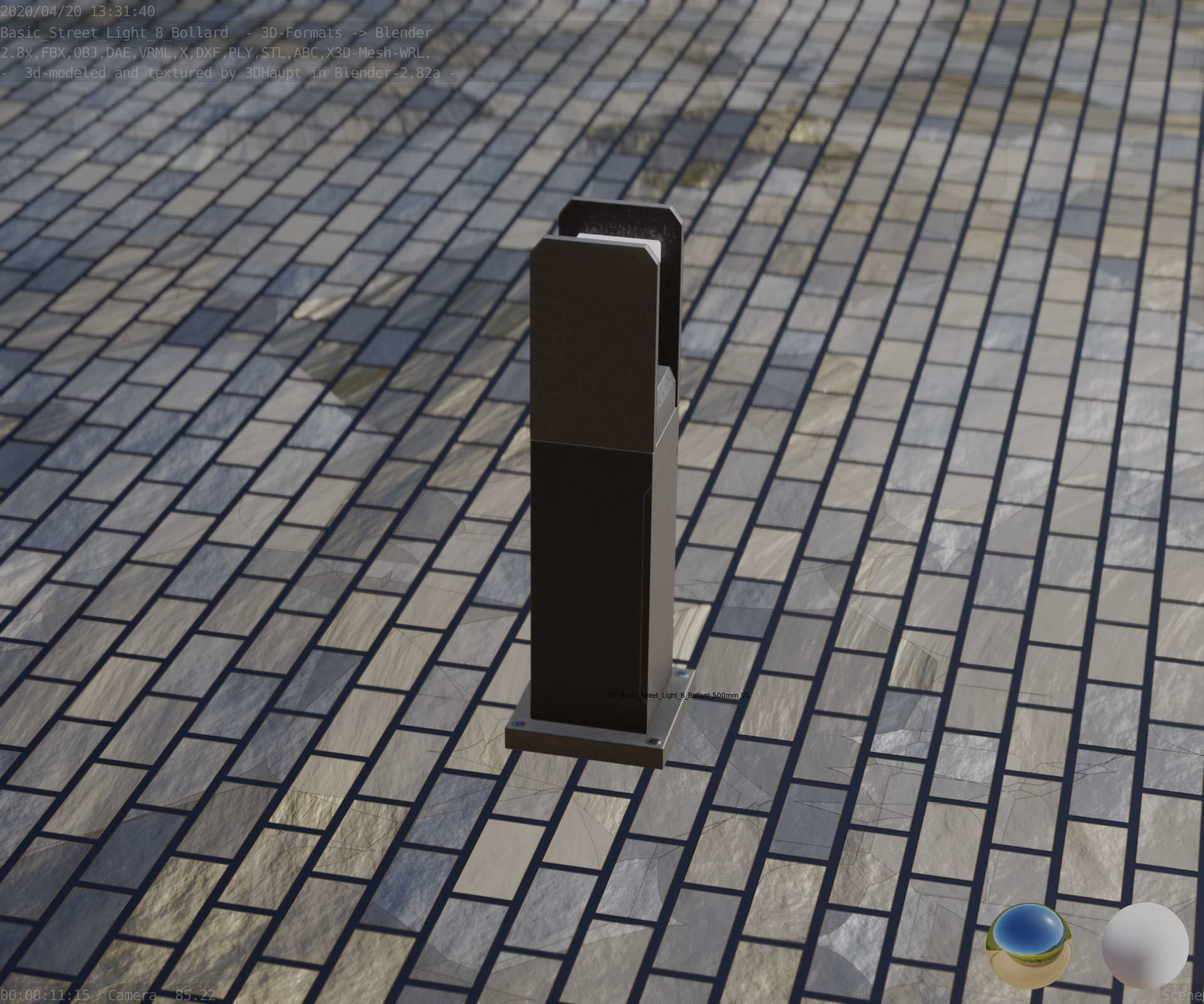 Street Light 8 Bollard Basic Version 3D Model Collection_62