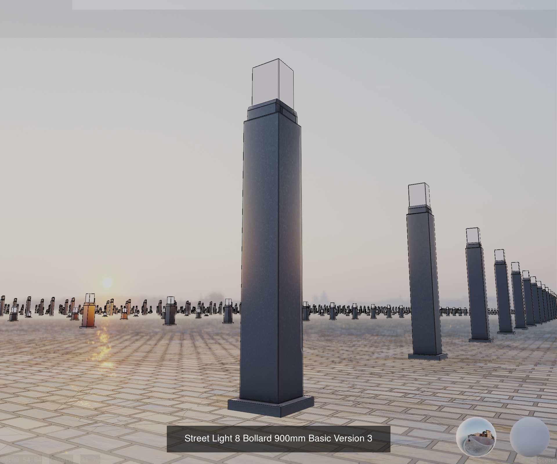Street Light 8 Bollard Basic Version 3D Model Collection_14