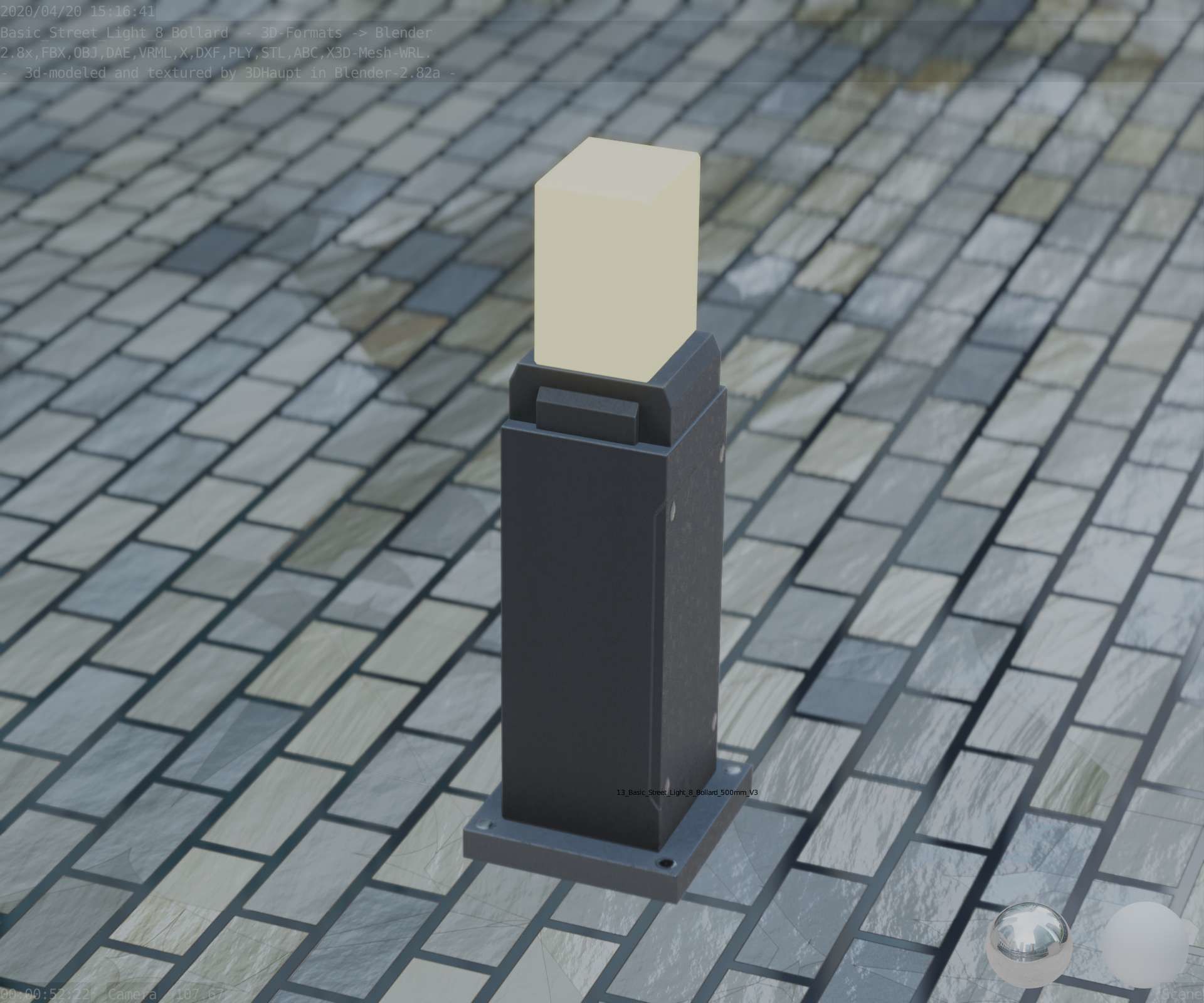 Street Light 8 Bollard Basic Version 3D Model Collection_88