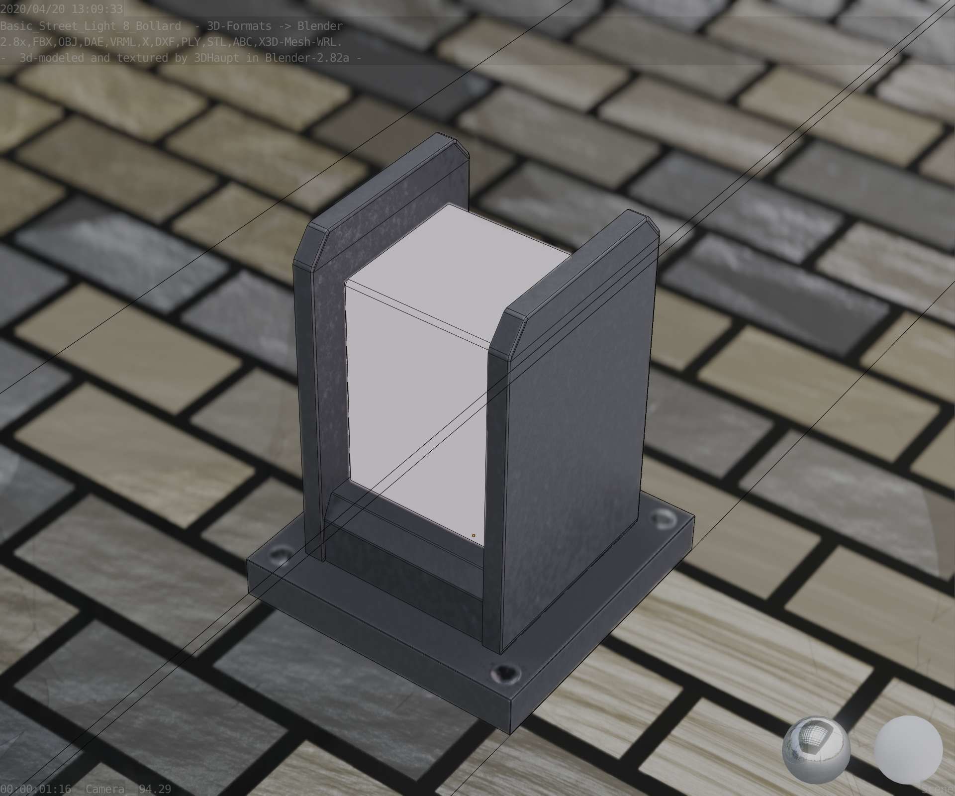 Street Light 8 Bollard Basic Version 3D Model Collection_43