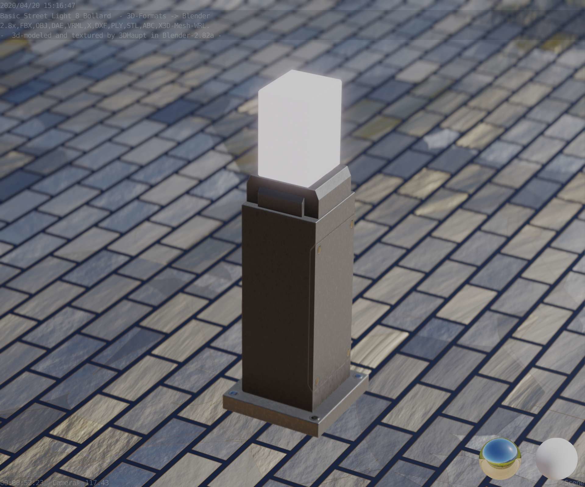 Street Light 8 Bollard Basic Version 3D Model Collection_89
