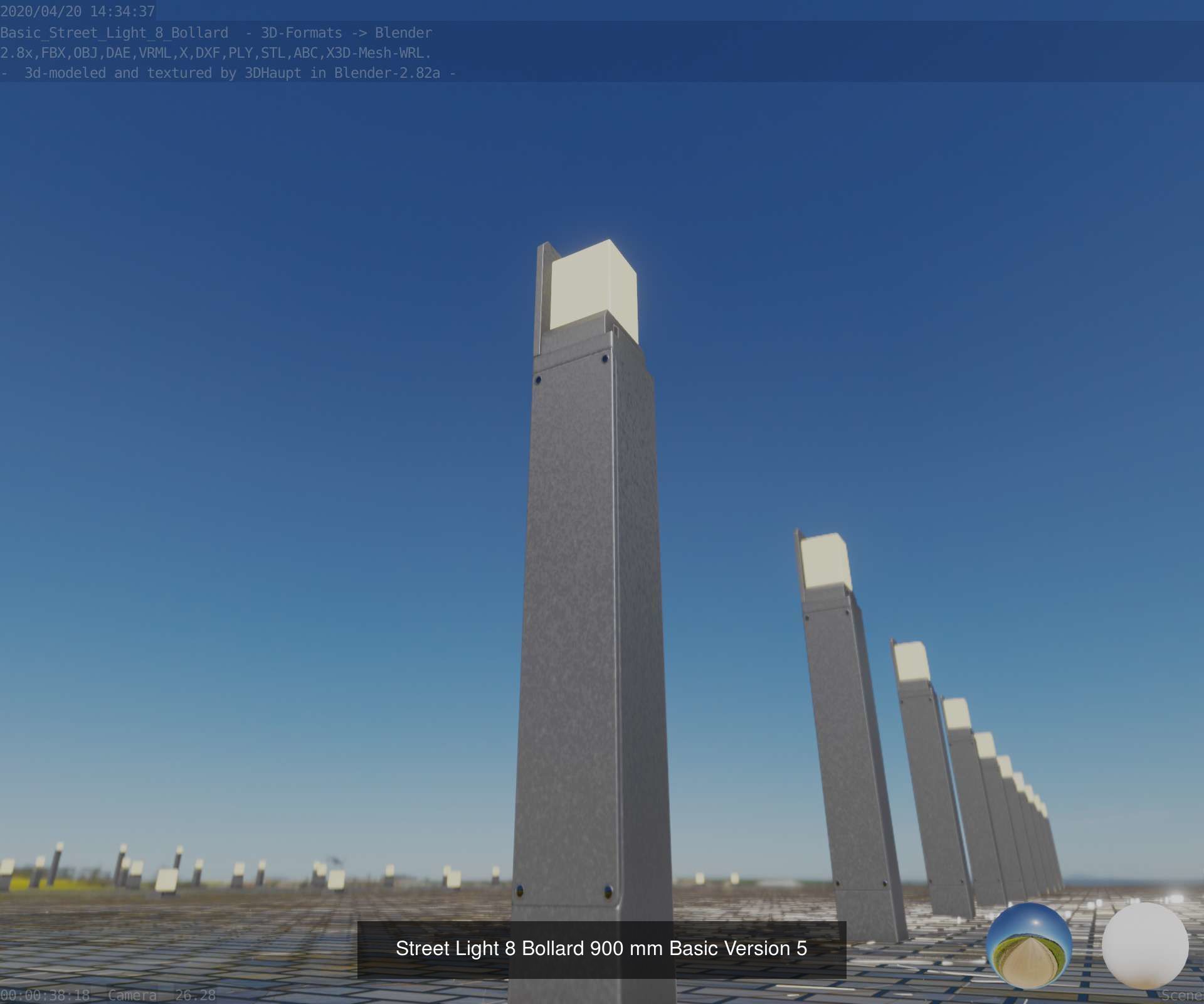 Street Light 8 Bollard Basic Version 3D Model Collection_10