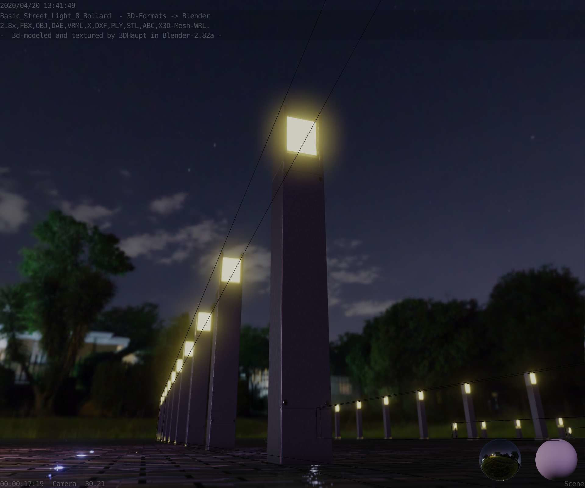 Street Light 8 Bollard Basic Version 3D Model Collection_74