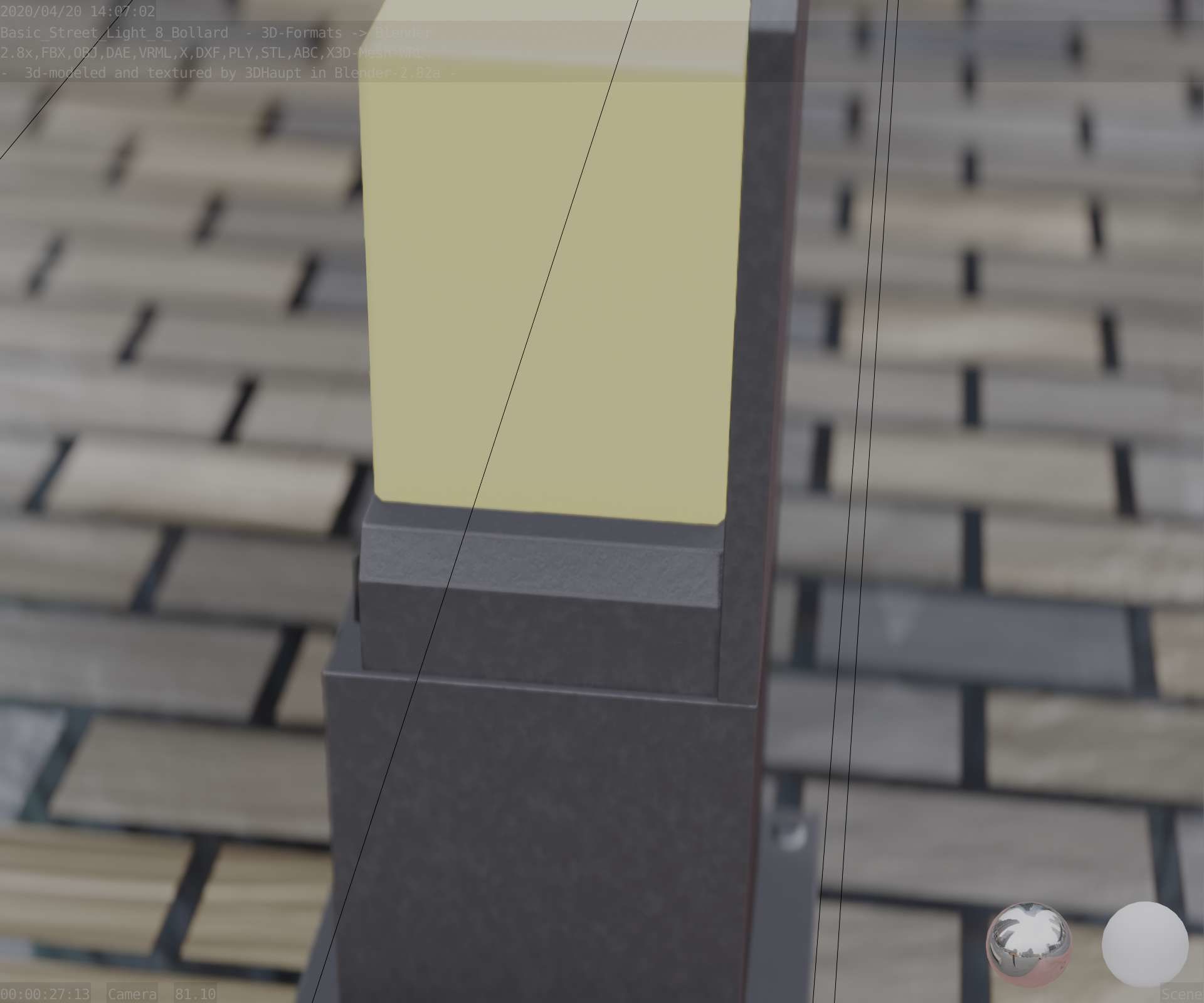 Street Light 8 Bollard Basic Version 3D Model Collection_79