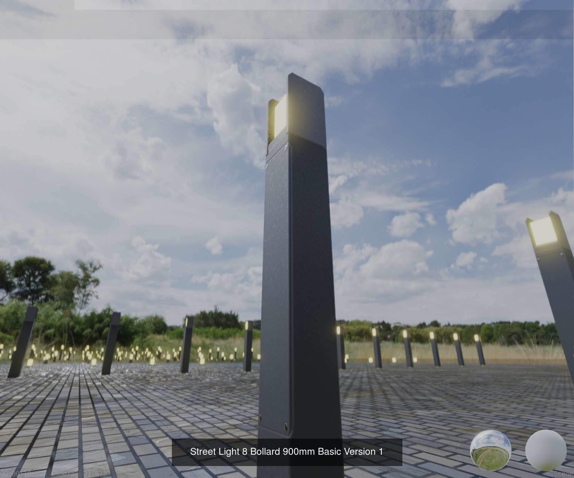 Street Light 8 Bollard Basic Version 3D Model Collection_6