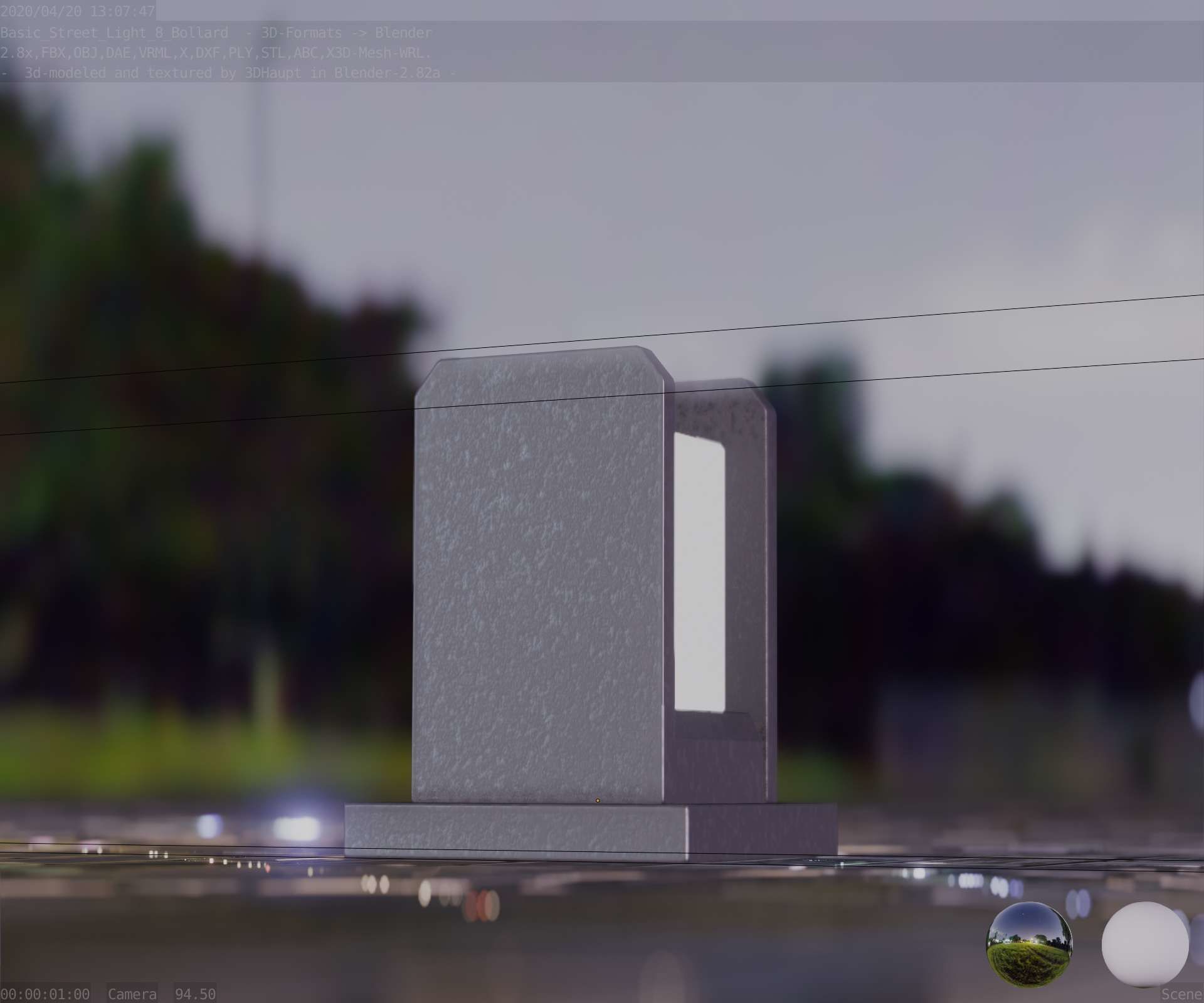 Street Light 8 Bollard Basic Version 3D Model Collection_27