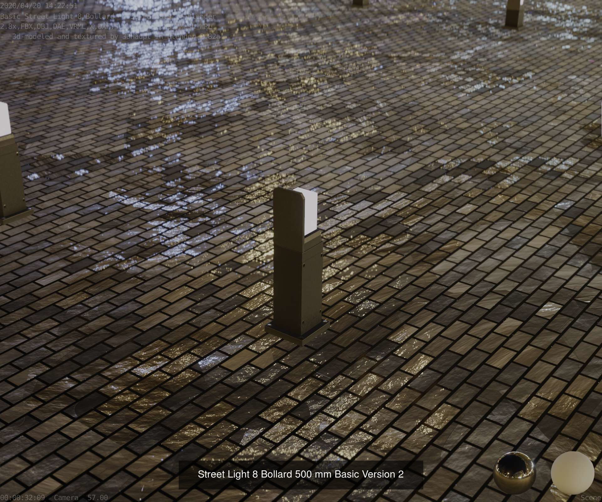 Street Light 8 Bollard Basic Version 3D Model Collection_8