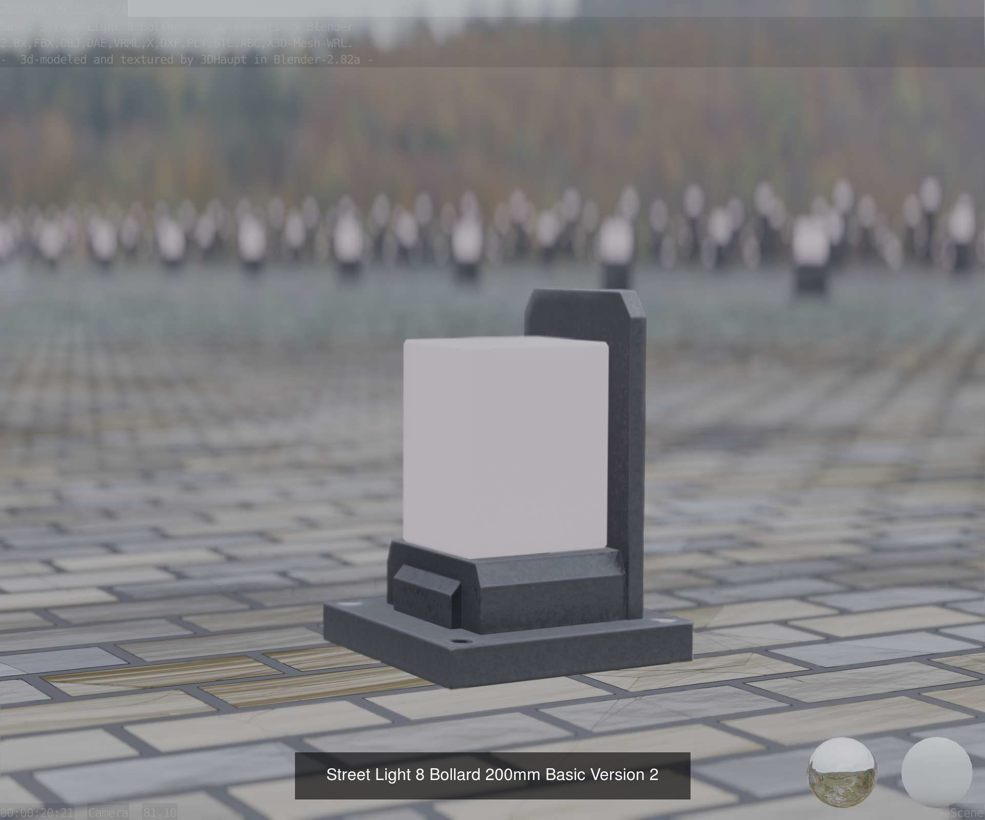 Street Light 8 Bollard Basic Version 3D Model Collection_7