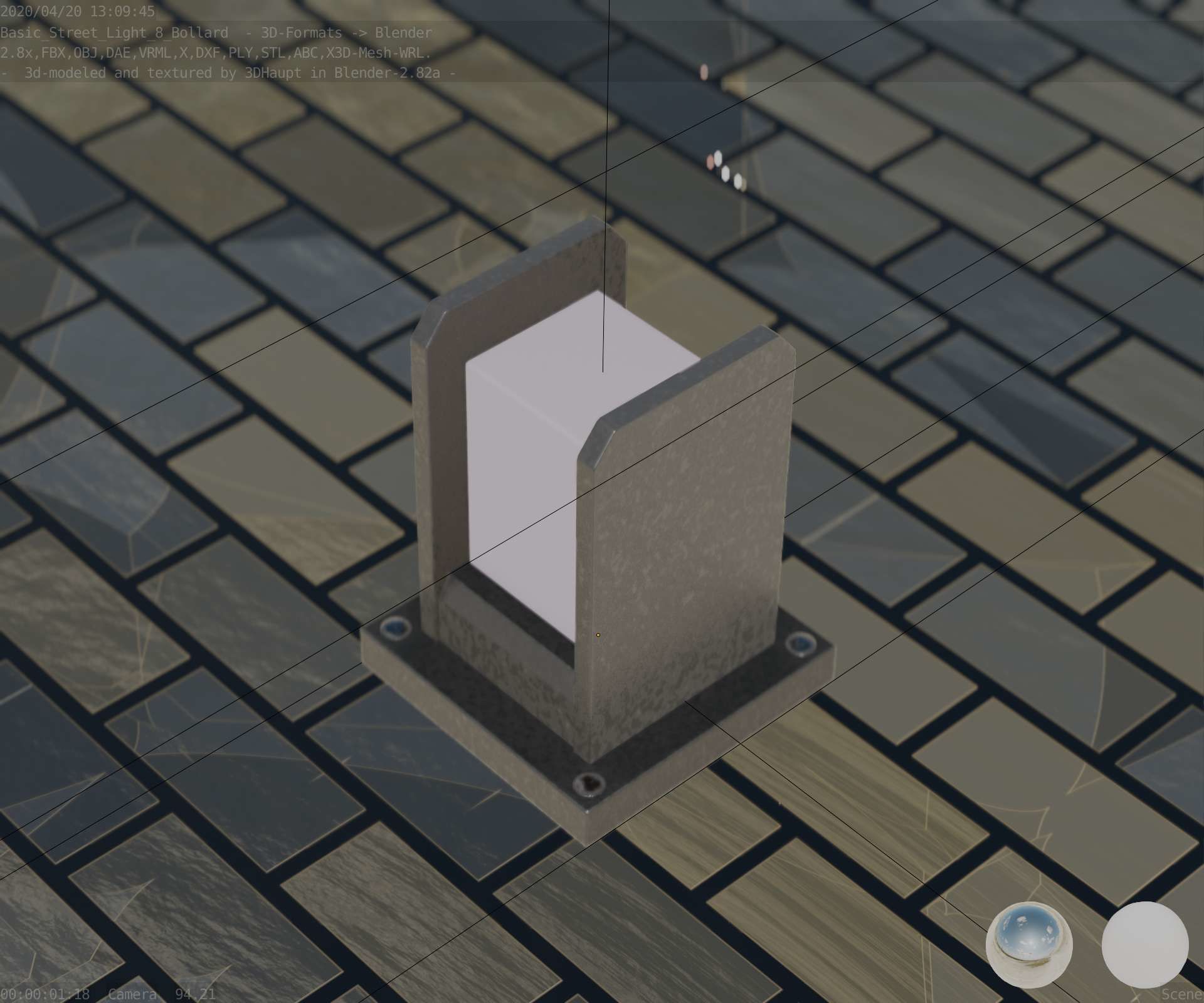 Street Light 8 Bollard Basic Version 3D Model Collection_47