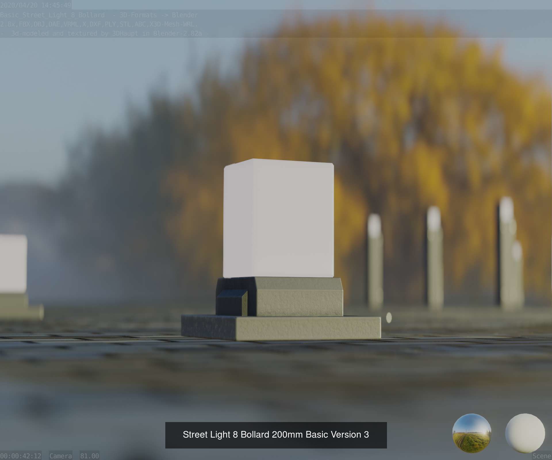 Street Light 8 Bollard Basic Version 3D Model Collection_11