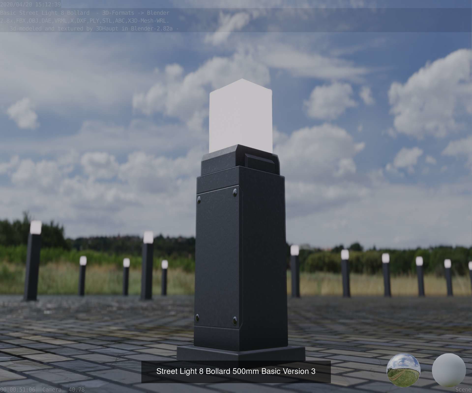 Street Light 8 Bollard Basic Version 3D Model Collection_13