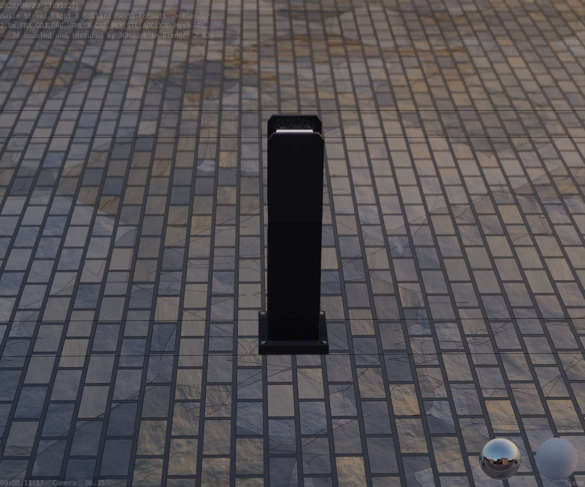 Street Light 8 Bollard Basic Version 3D Model Collection_57