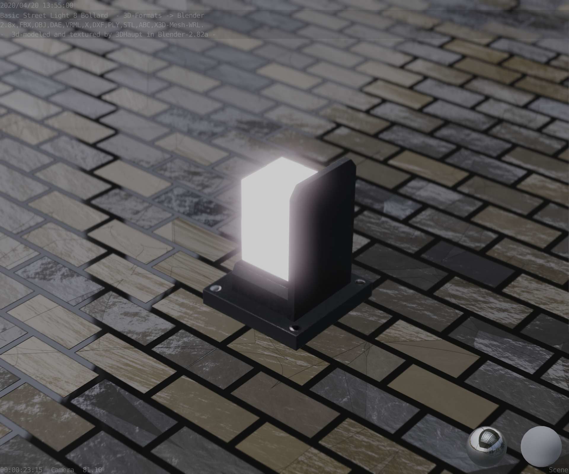 Street Light 8 Bollard Basic Version 3D Model Collection_82