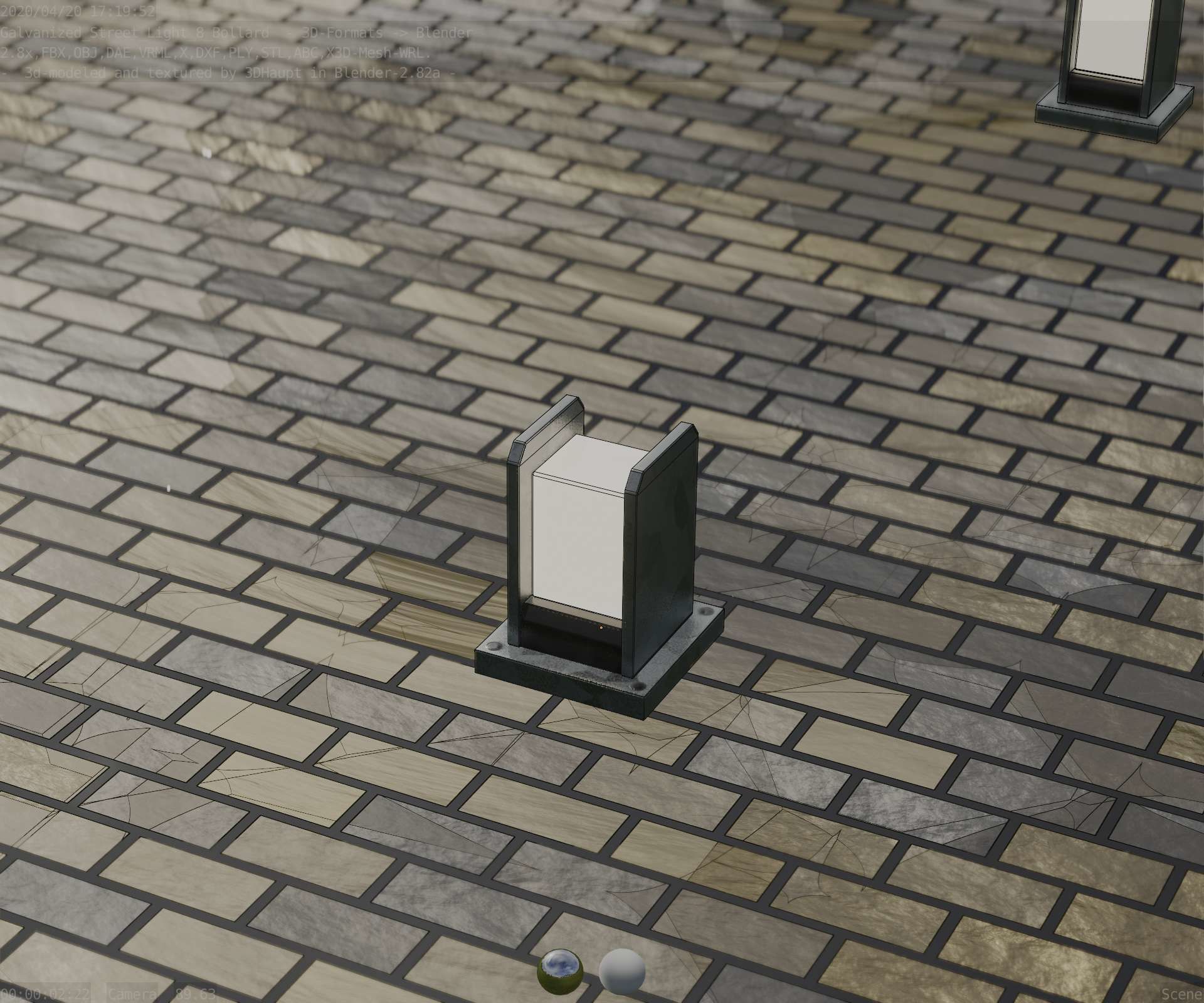 Street Light 8 Bollard 200mm Galvanized Version 1 Low-poly 3D model_70