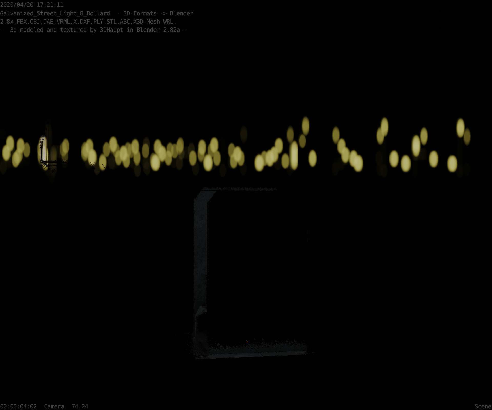 Street Light 8 Bollard 200mm Galvanized Version 1 Low-poly 3D model_98