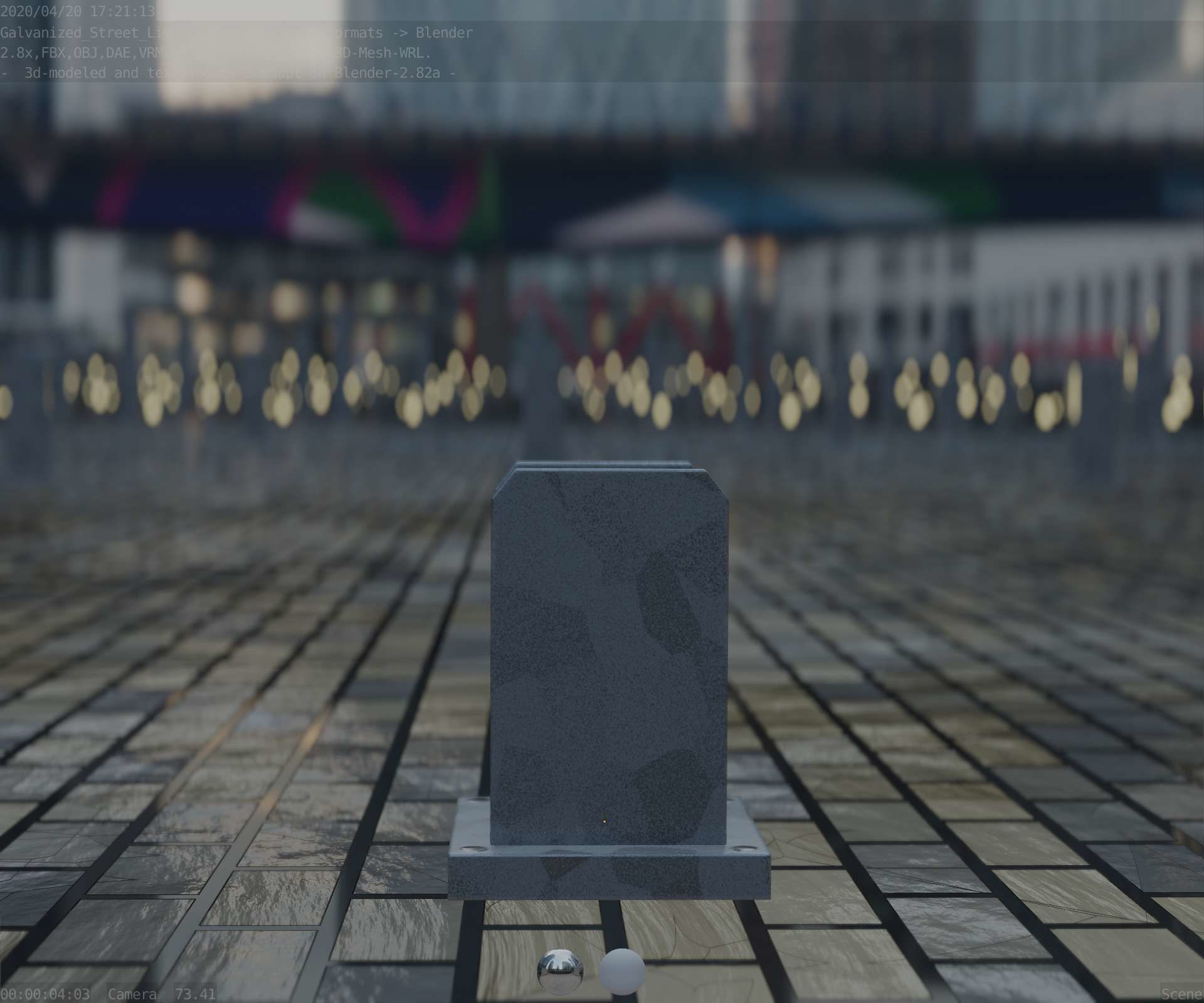 Street Light 8 Bollard 200mm Galvanized Version 1 Low-poly 3D model_99