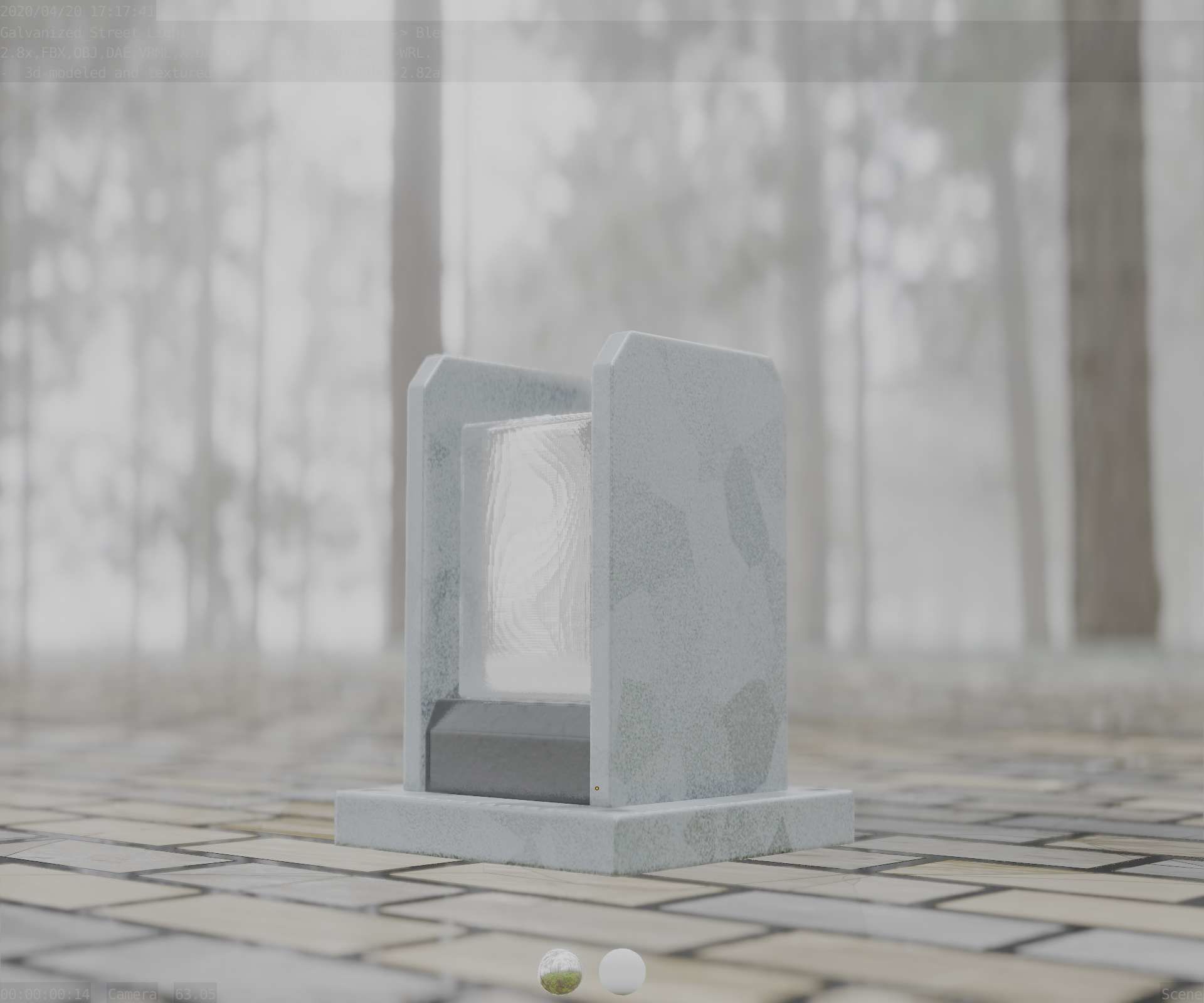 Street Light 8 Bollard 200mm Galvanized Version 1 Low-poly 3D model_26