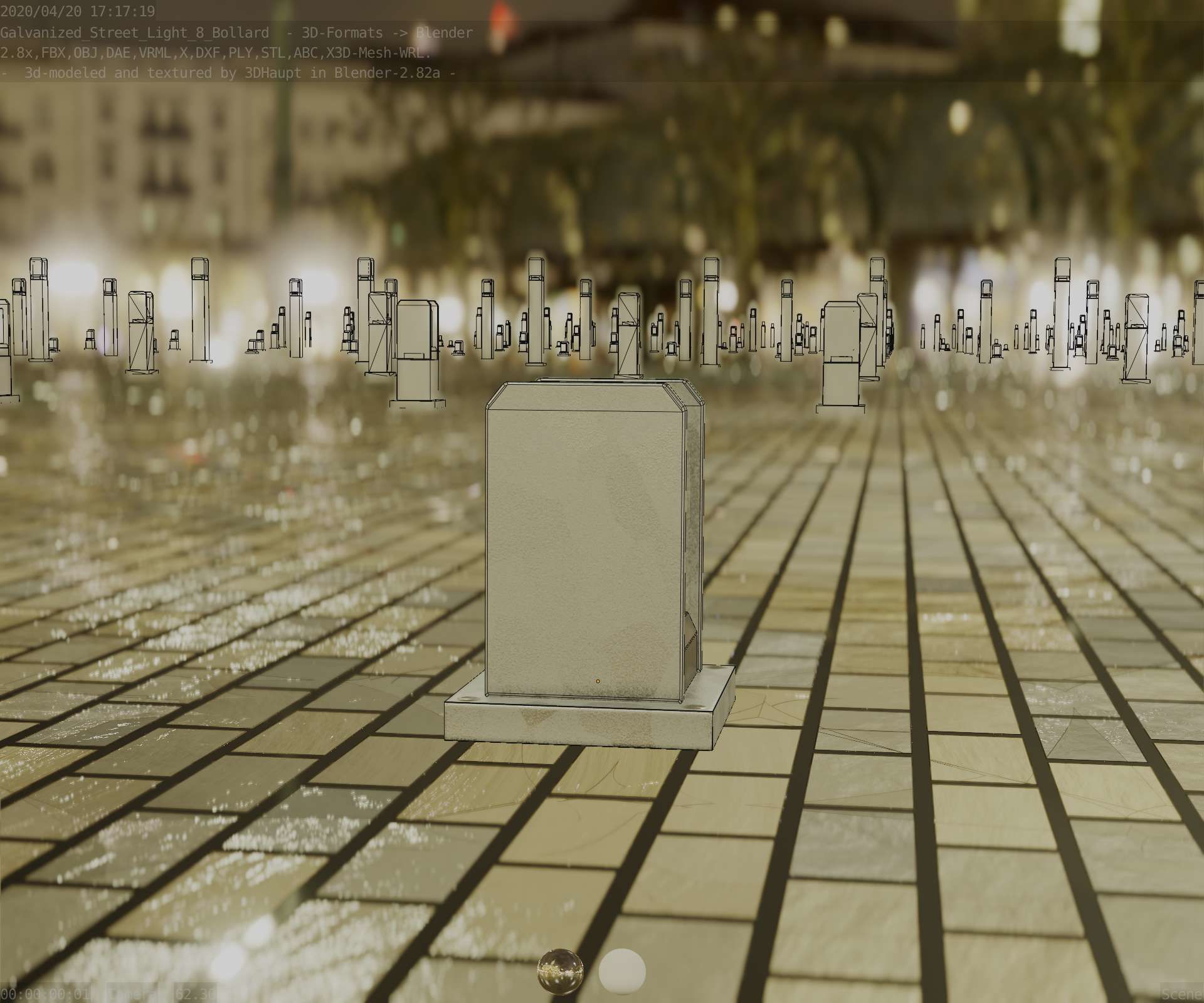 Street Light 8 Bollard 200mm Galvanized Version 1 Low-poly 3D model_14