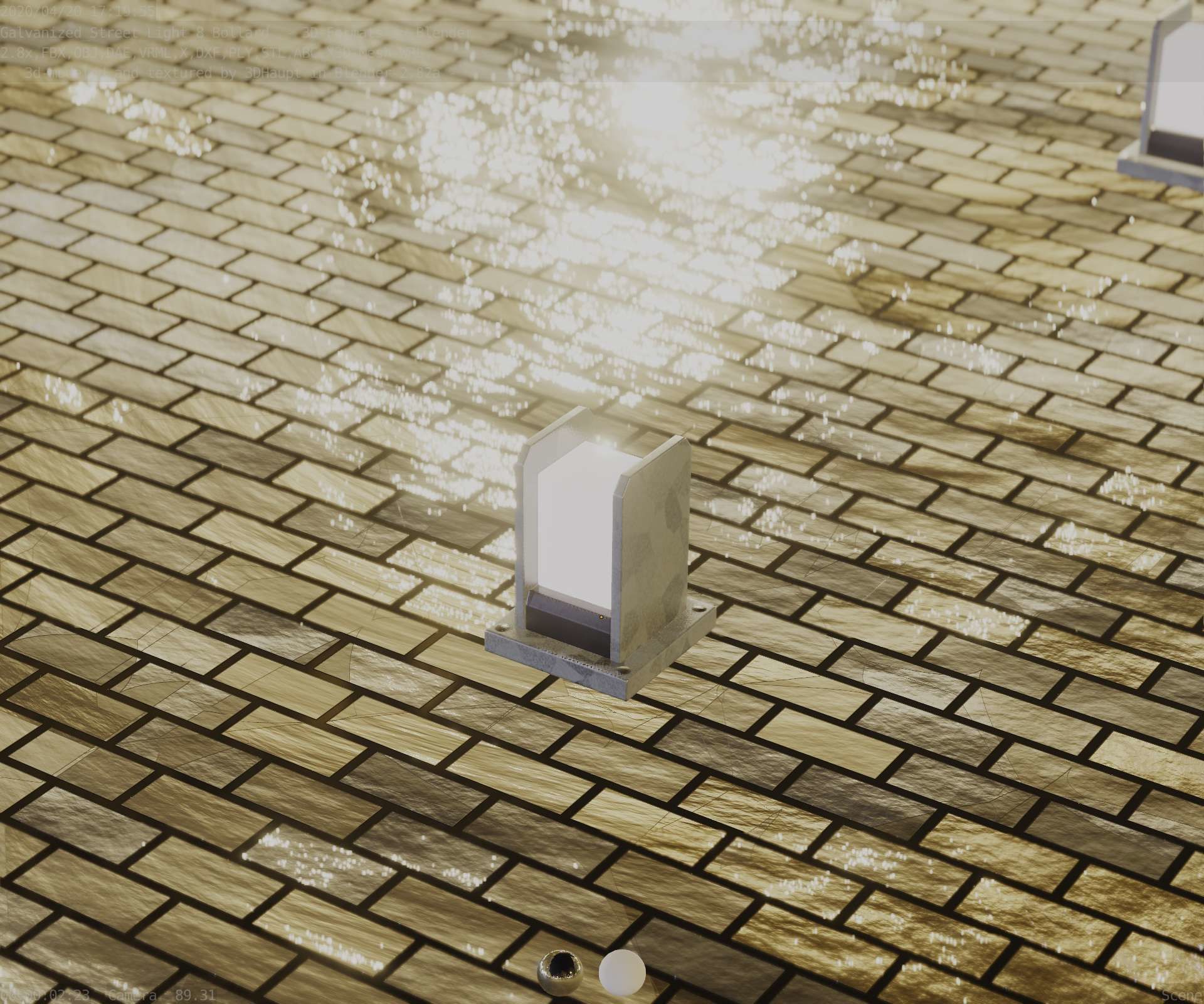 Street Light 8 Bollard 200mm Galvanized Version 1 Low-poly 3D model_71