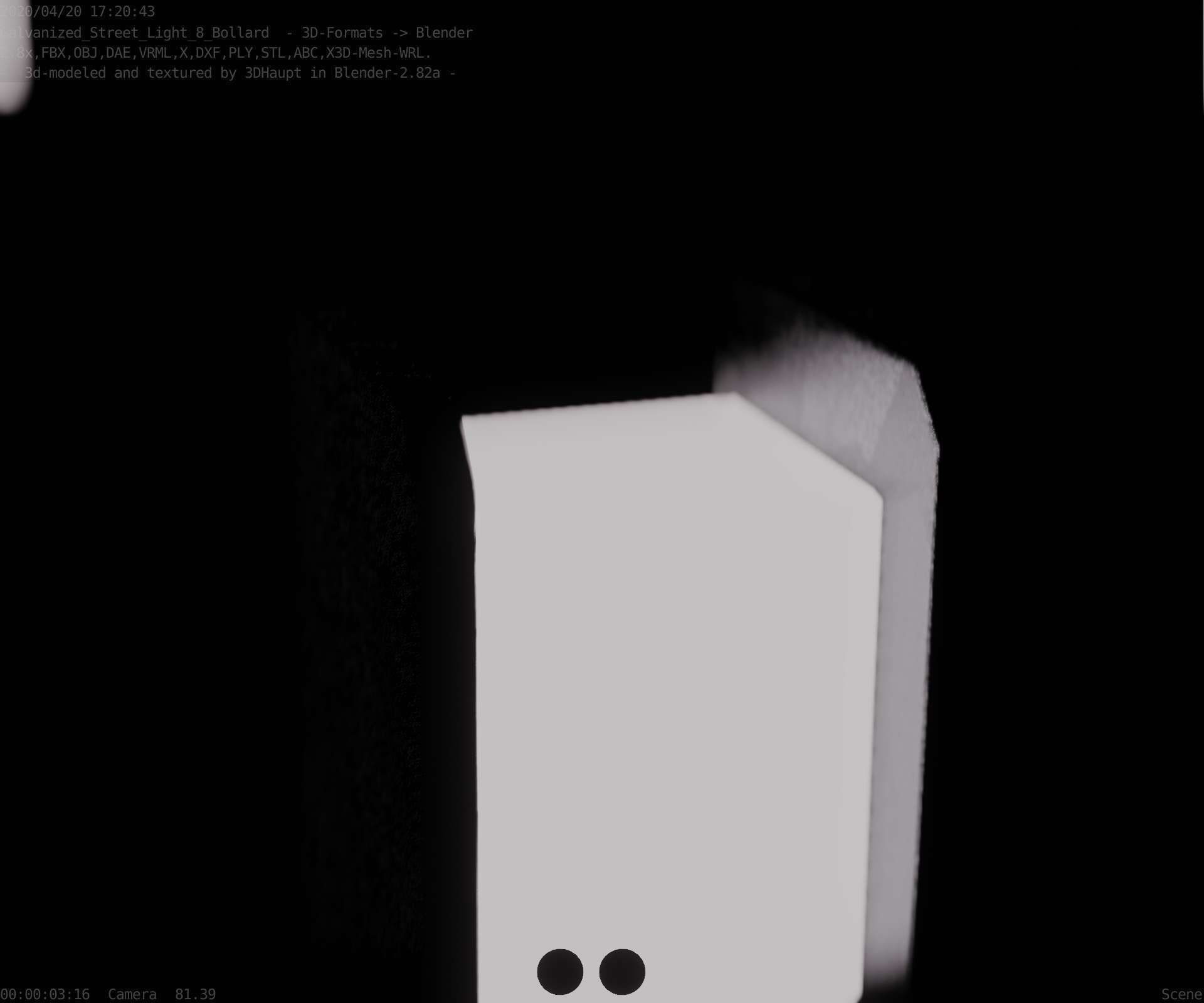 Street Light 8 Bollard 200mm Galvanized Version 1 Low-poly 3D model_88