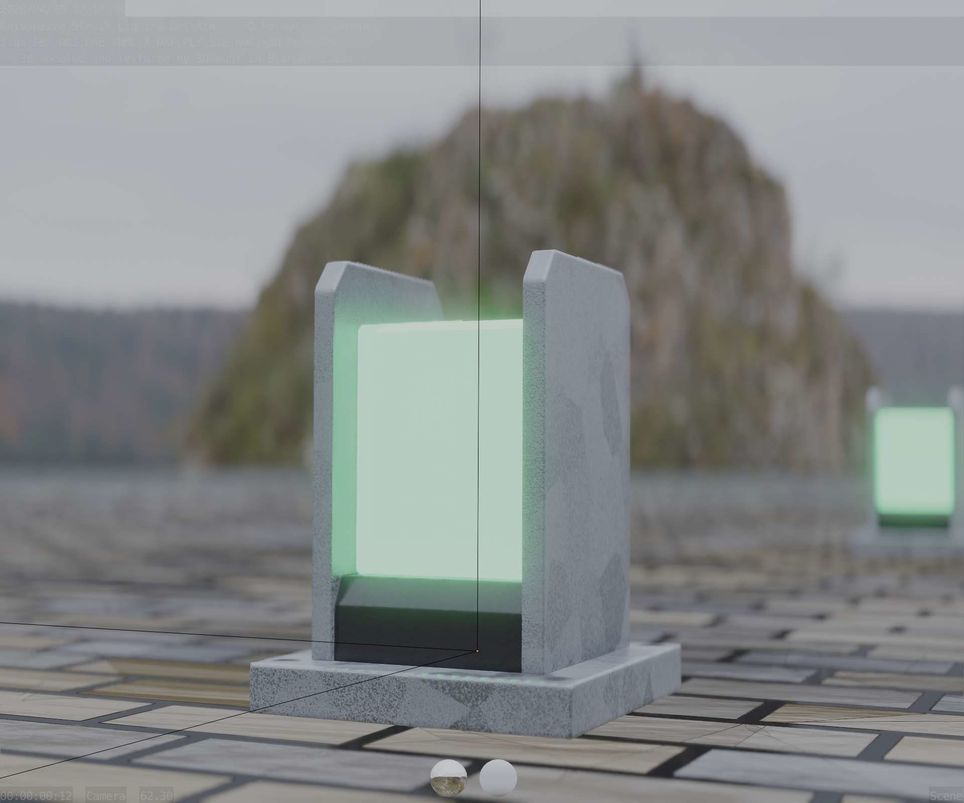 Street Light 8 Bollard 200mm Galvanized Version 1 Low-poly 3D model_24