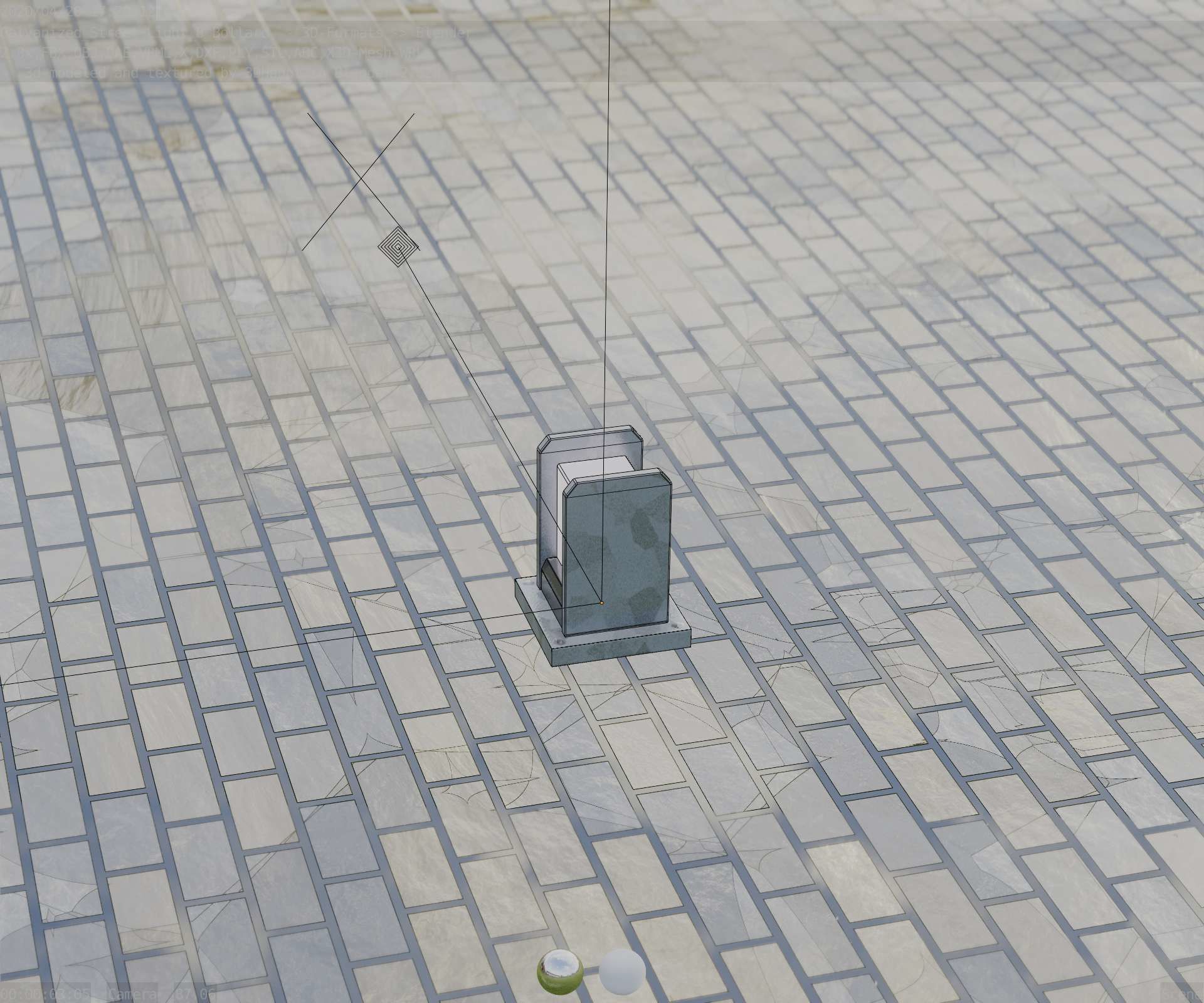 Street Light 8 Bollard 200mm Galvanized Version 1 Low-poly 3D model_77