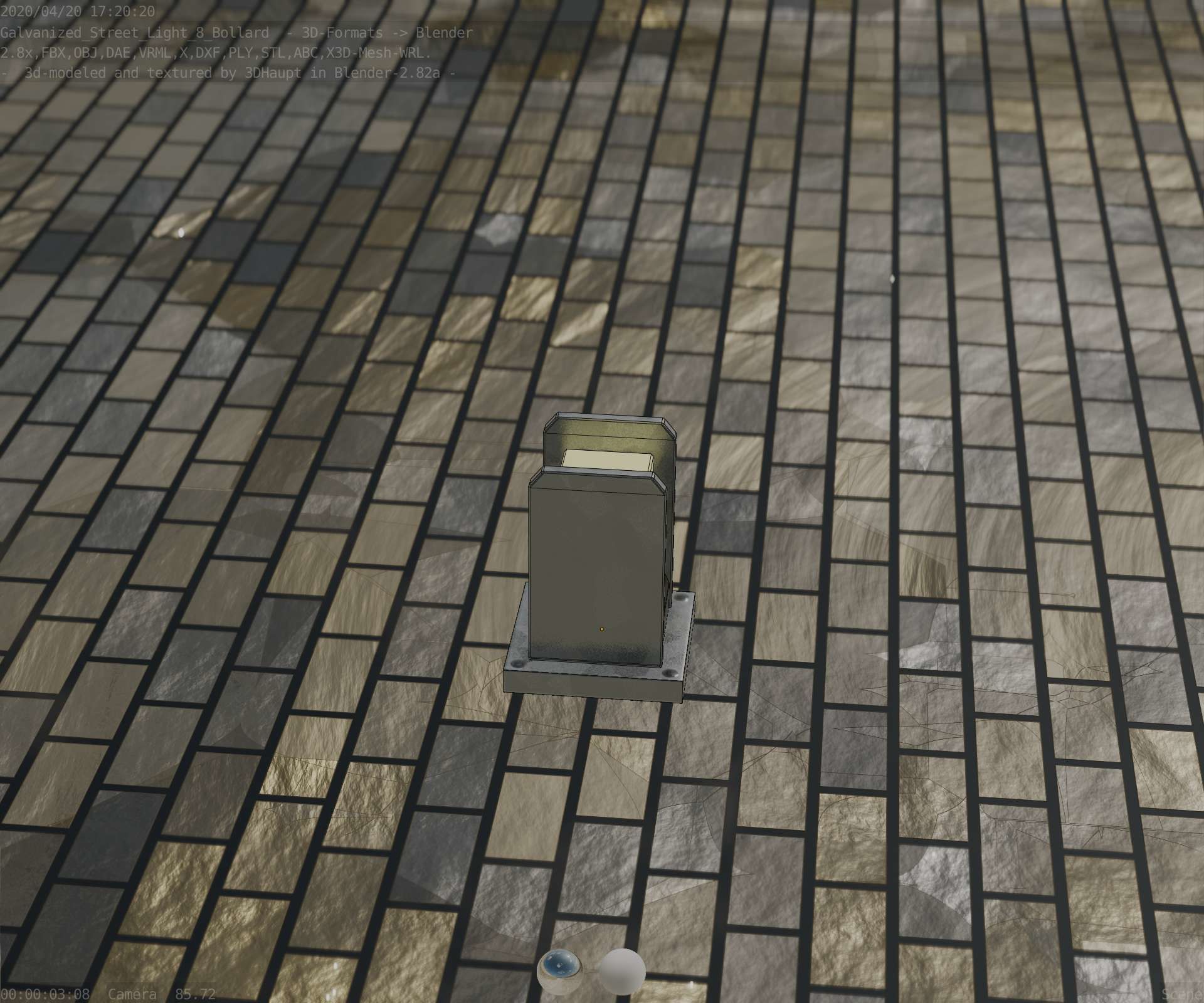 Street Light 8 Bollard 200mm Galvanized Version 1 Low-poly 3D model_80