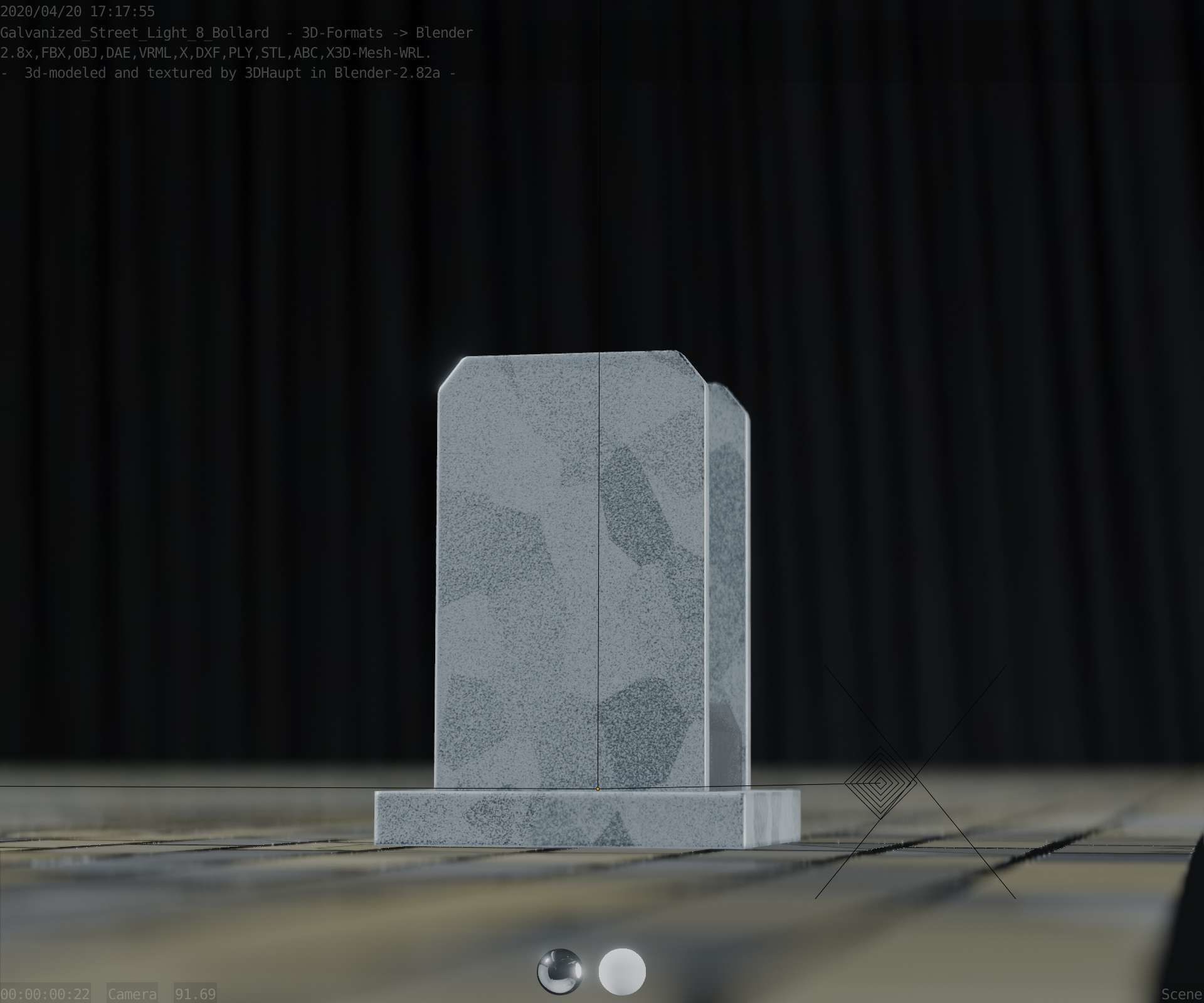 Street Light 8 Bollard 200mm Galvanized Version 1 Low-poly 3D model_34