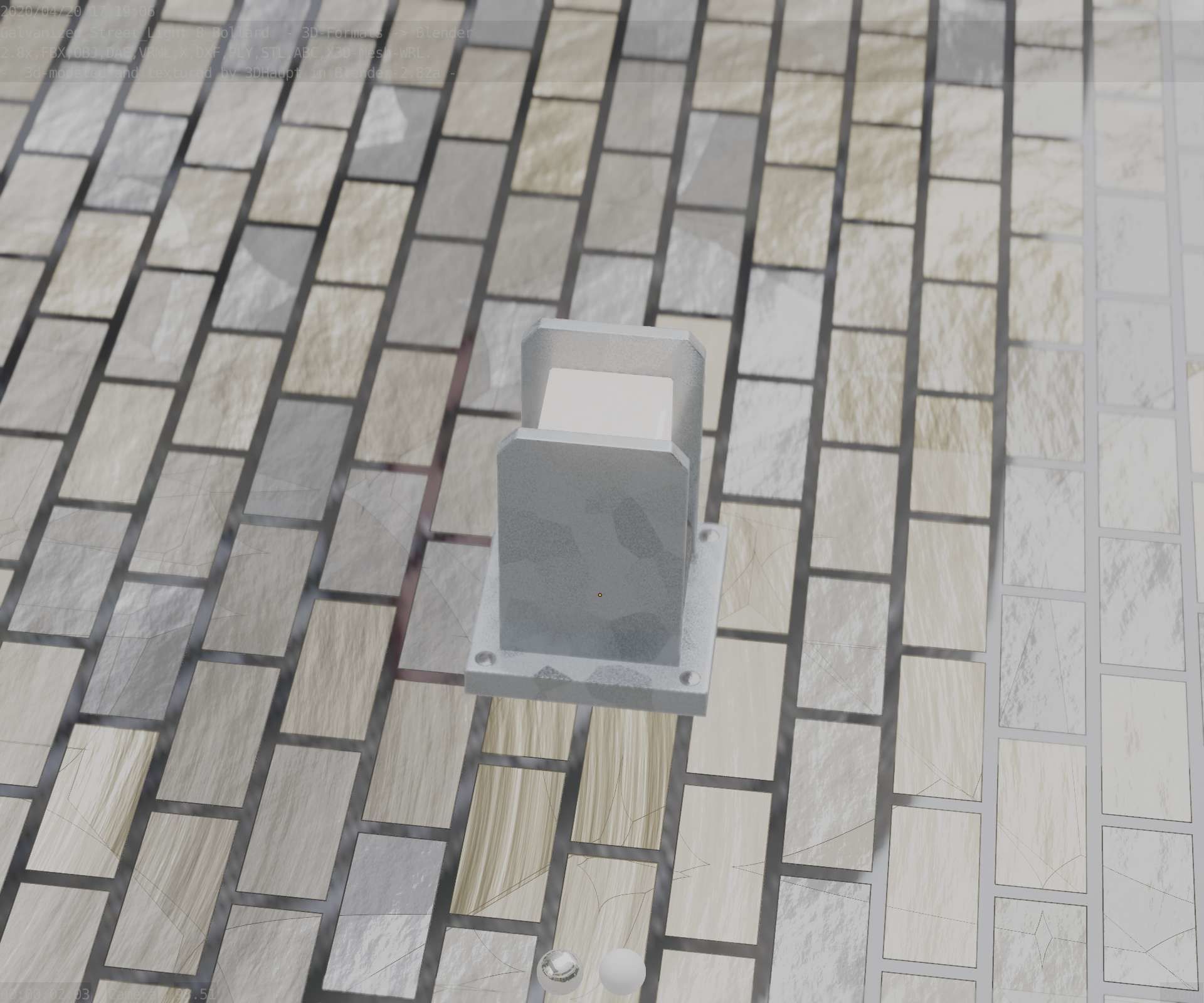 Street Light 8 Bollard 200mm Galvanized Version 1 Low-poly 3D model_51