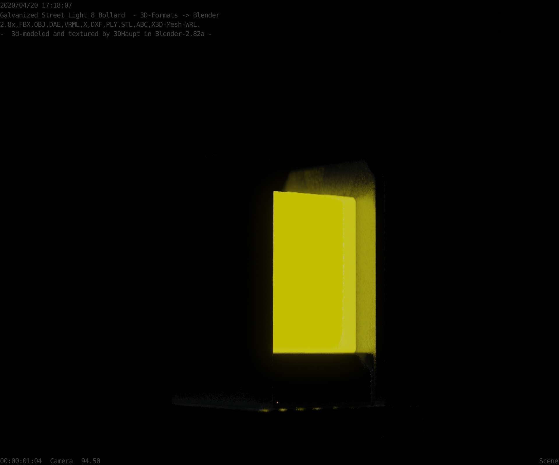 Street Light 8 Bollard 200mm Galvanized Version 1 Low-poly 3D model_5