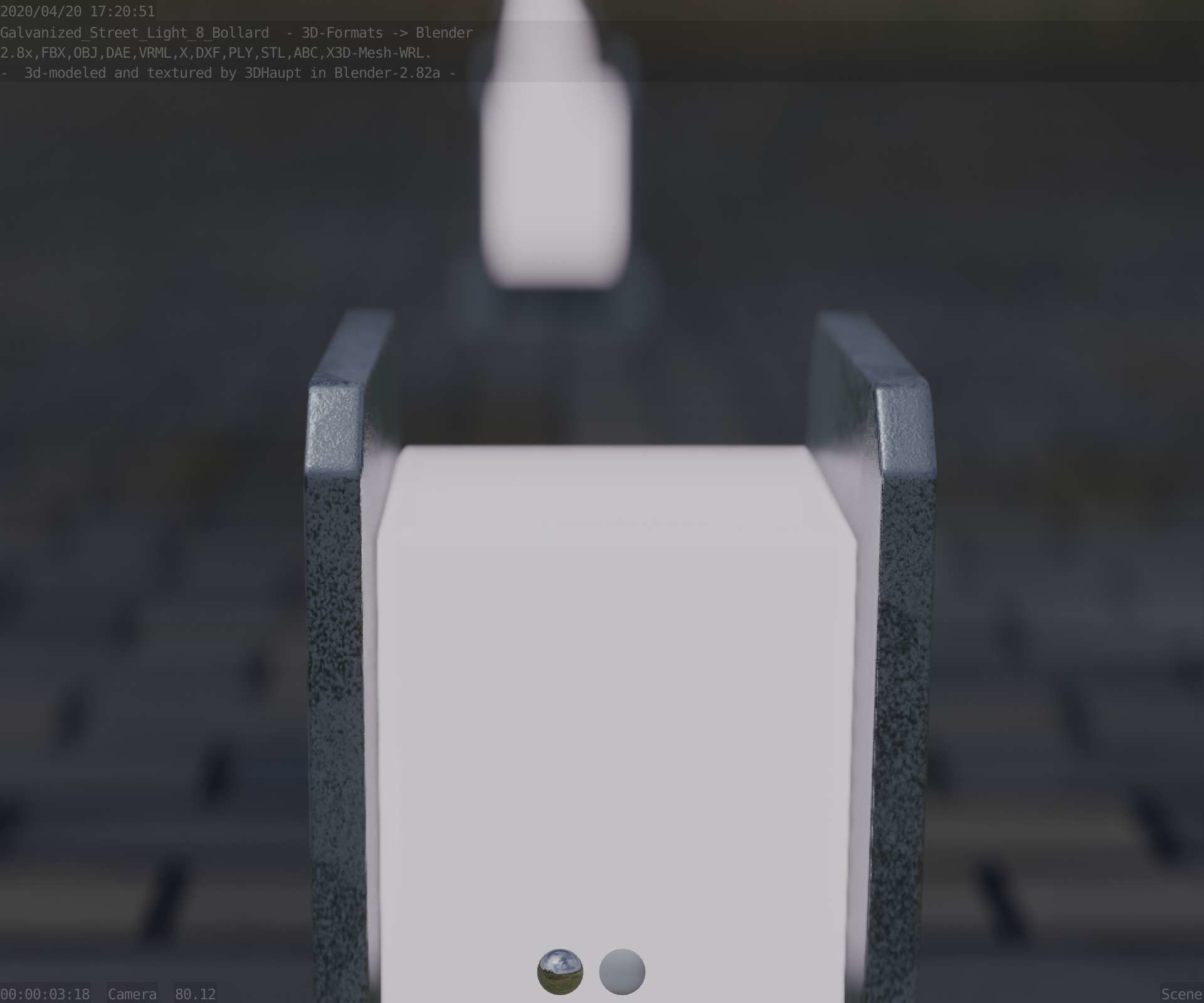 Street Light 8 Bollard 200mm Galvanized Version 1 Low-poly 3D model_90